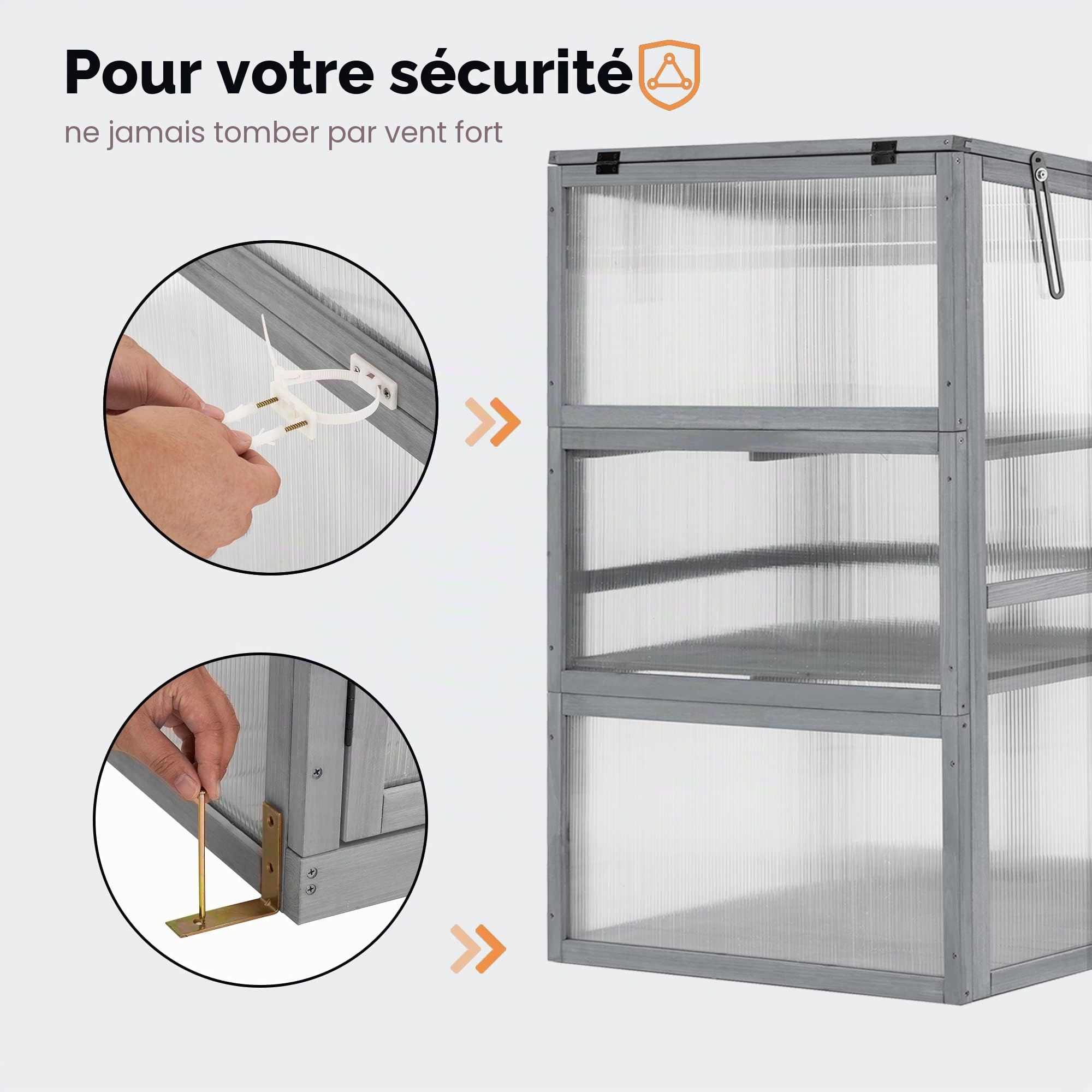 M MCombo 0760 Serre en Bois pour Balcon et Jardin, Petite Serre Greenhouse, résistante à l'hiver (Gris)