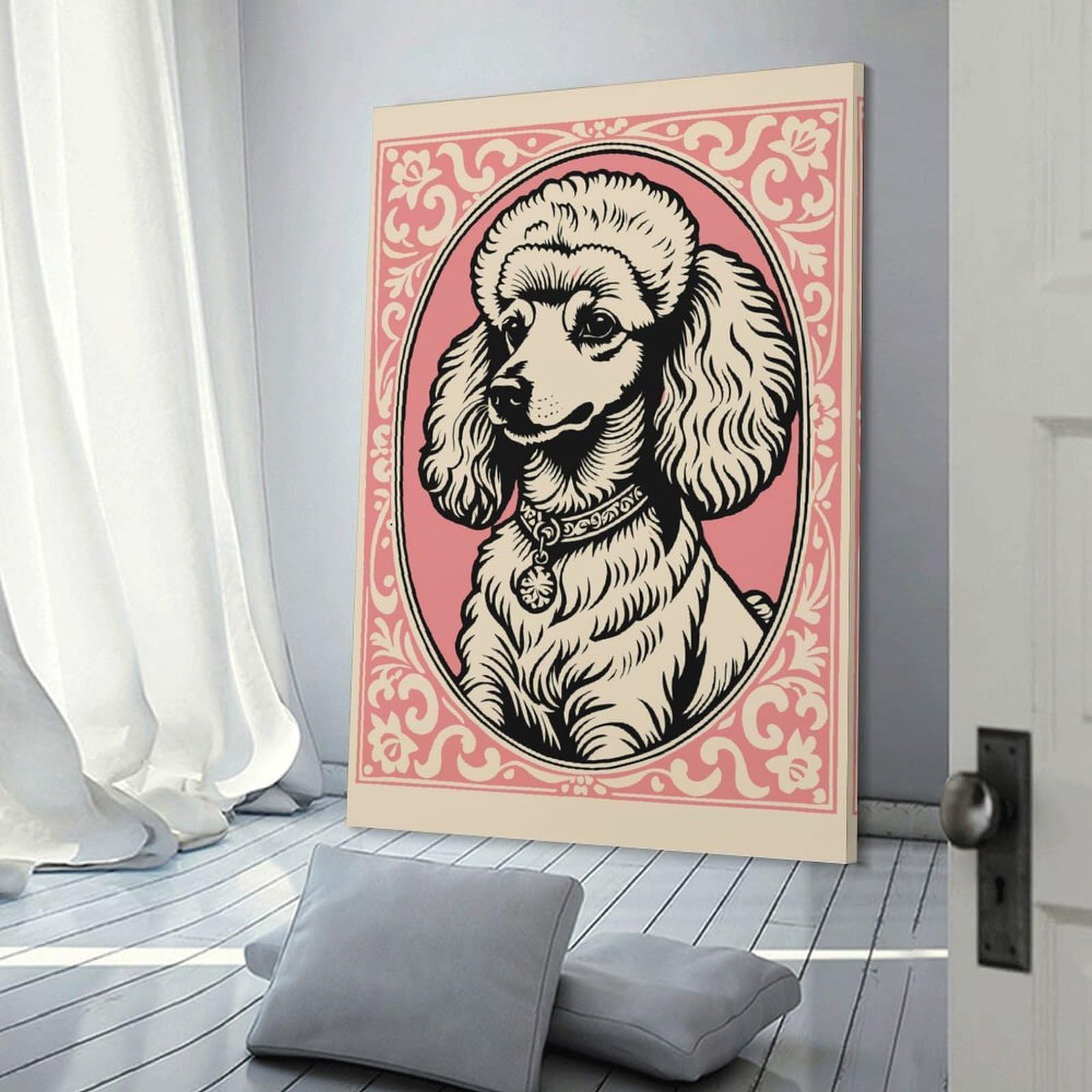 Junmoney Canvas Art Print Poodle Portrait, 20x30inch(50x75cm), for Gallery Wall Layouts in Home Or Office, A Versatile Canvas Print for Layering