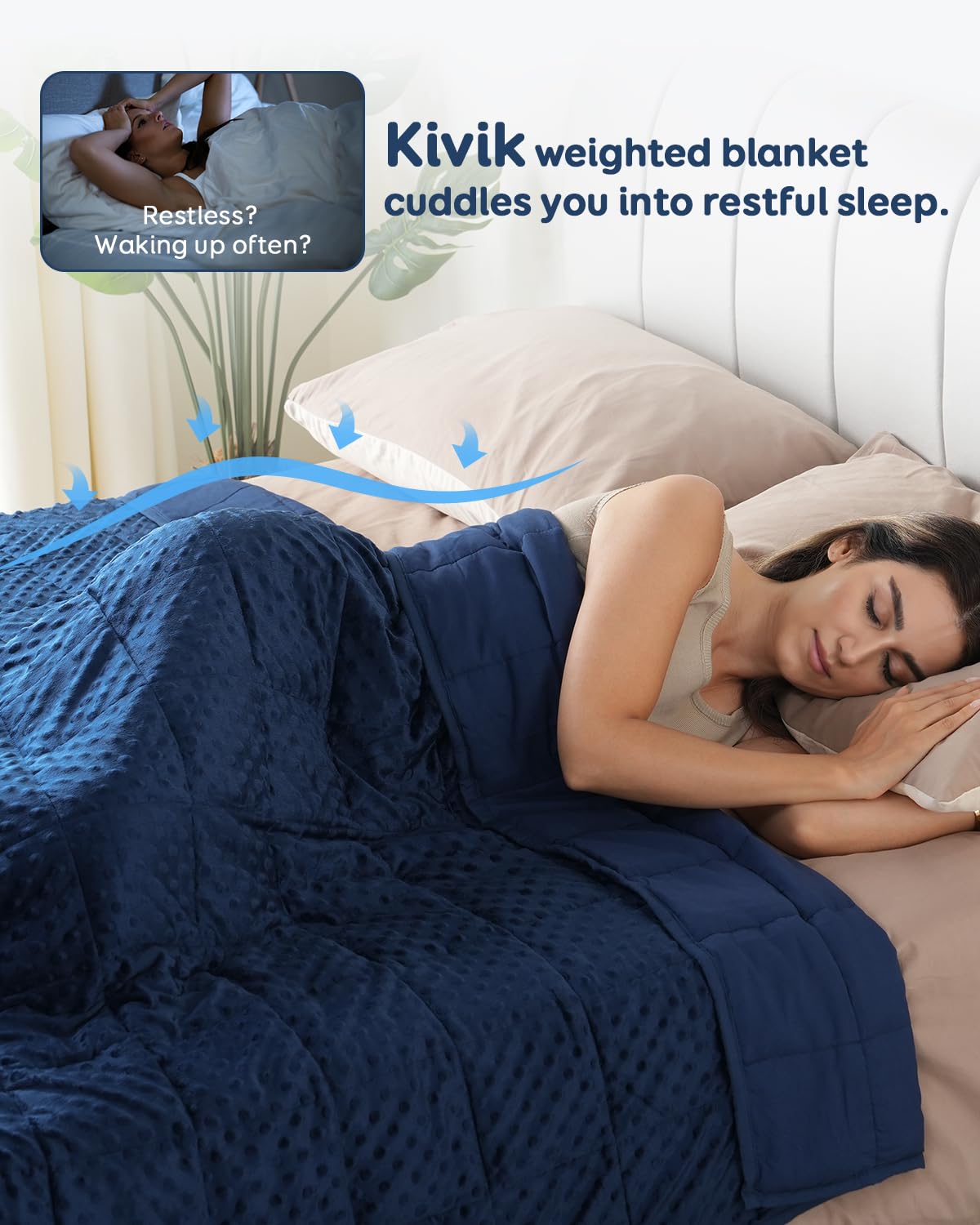 Kivik Manta con peso de 12 libras para adultos, manta de lunares Minky, edredón reversible de microfibra, manta de cama pesada suave y refrescante para todas las estaciones, lavable a máquina, tamaño