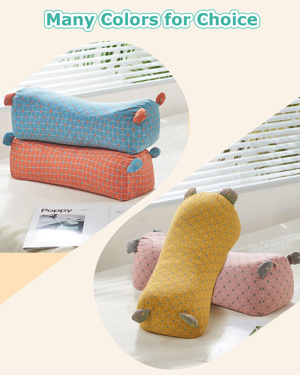 Buckwheat Hulls Roll Pillow, Firm Neck & Spine Support, Customizable Thickness Firmness, Cooling Lumbar Support Pillow for Bed, 16x6 Inch Orange Red - Image 7