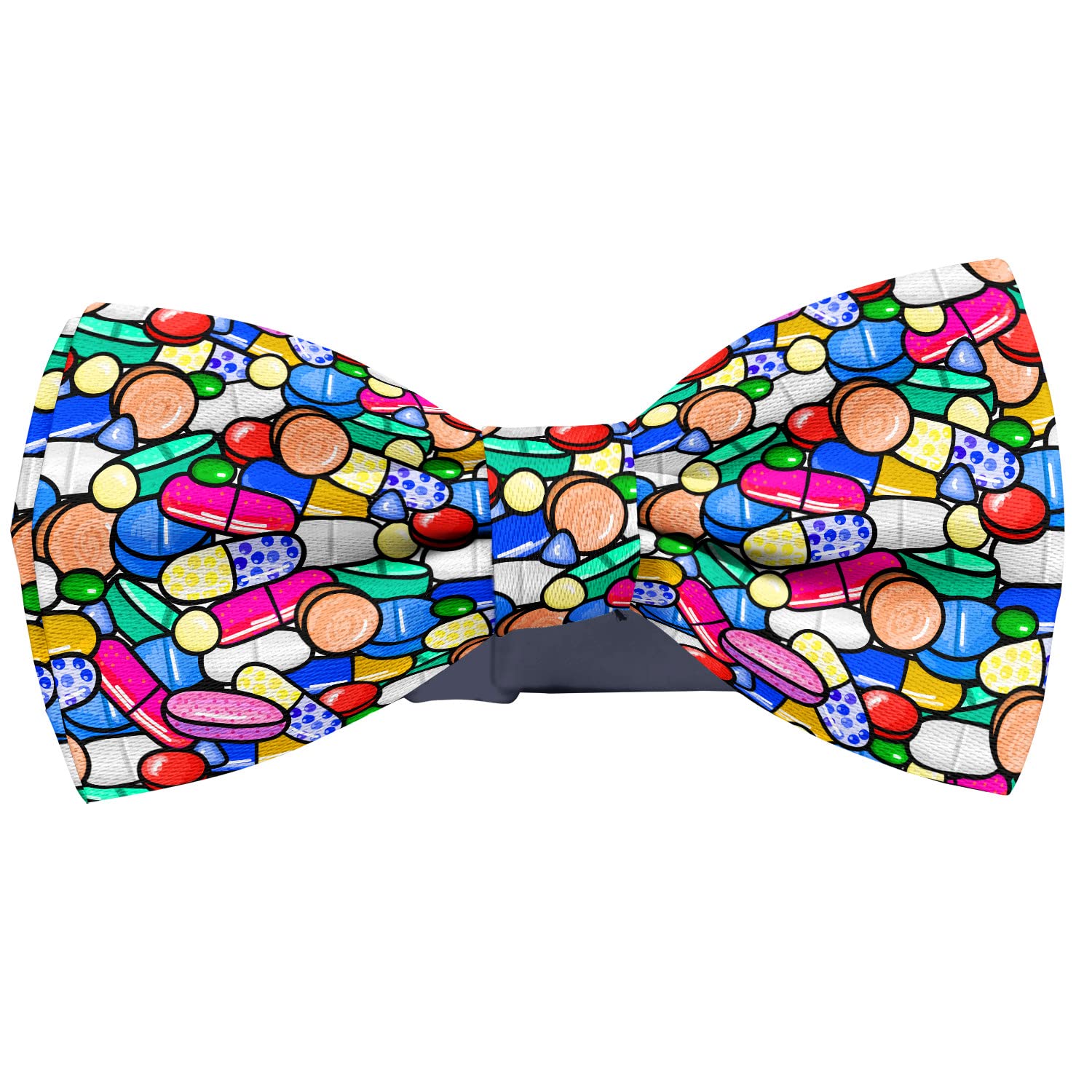 KAWAMOUSE Adjustable Pre-tied bow tie for Men (Pills Capsules Medicine Pattern) Elegant Cute Bowties for Dogs Cats Pets