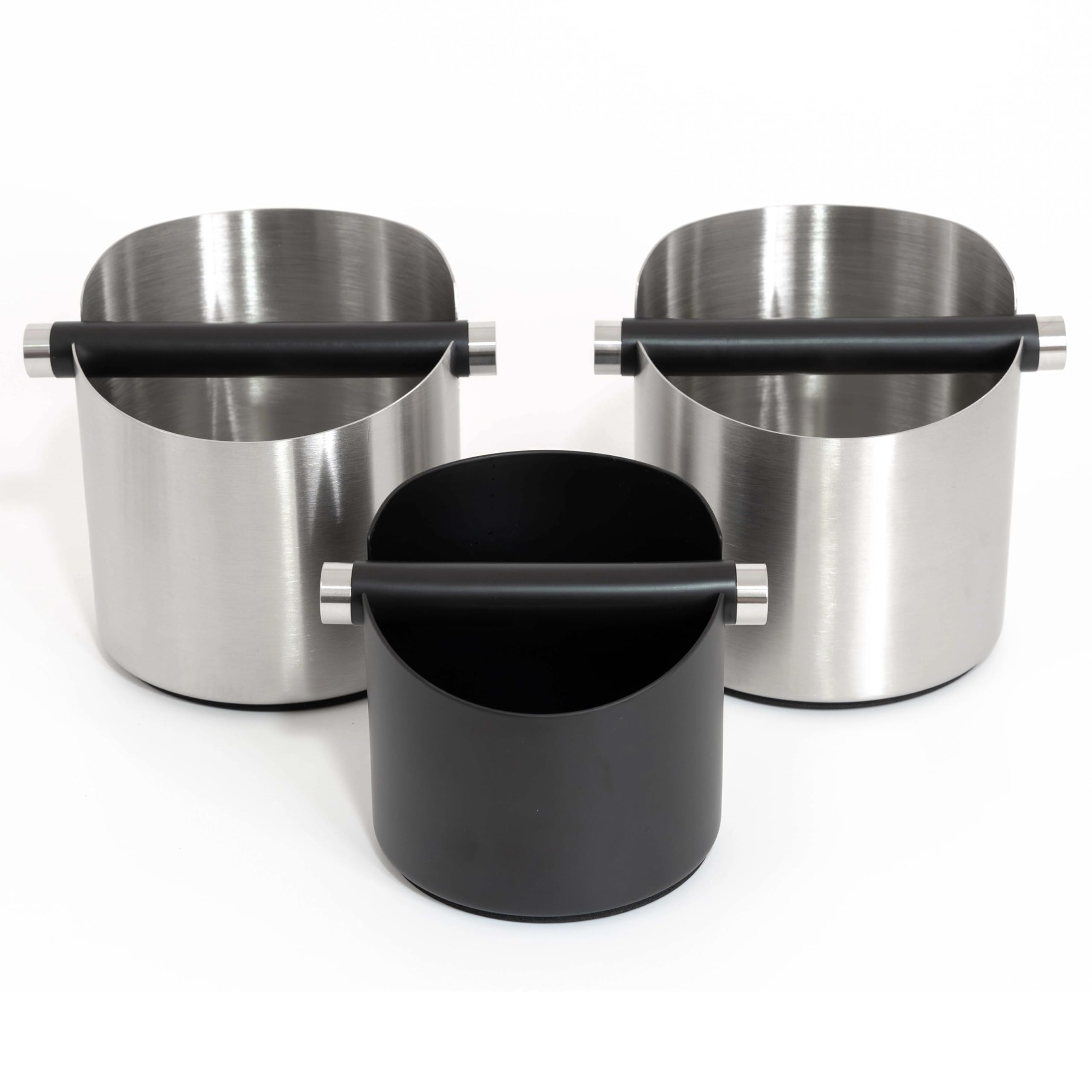 NEOUZA Knock Box - Pattumiera per macchina da caffè espresso, accessorio da barista, assorbe gli urti, con barra in metallo rimovibile (nero, M)