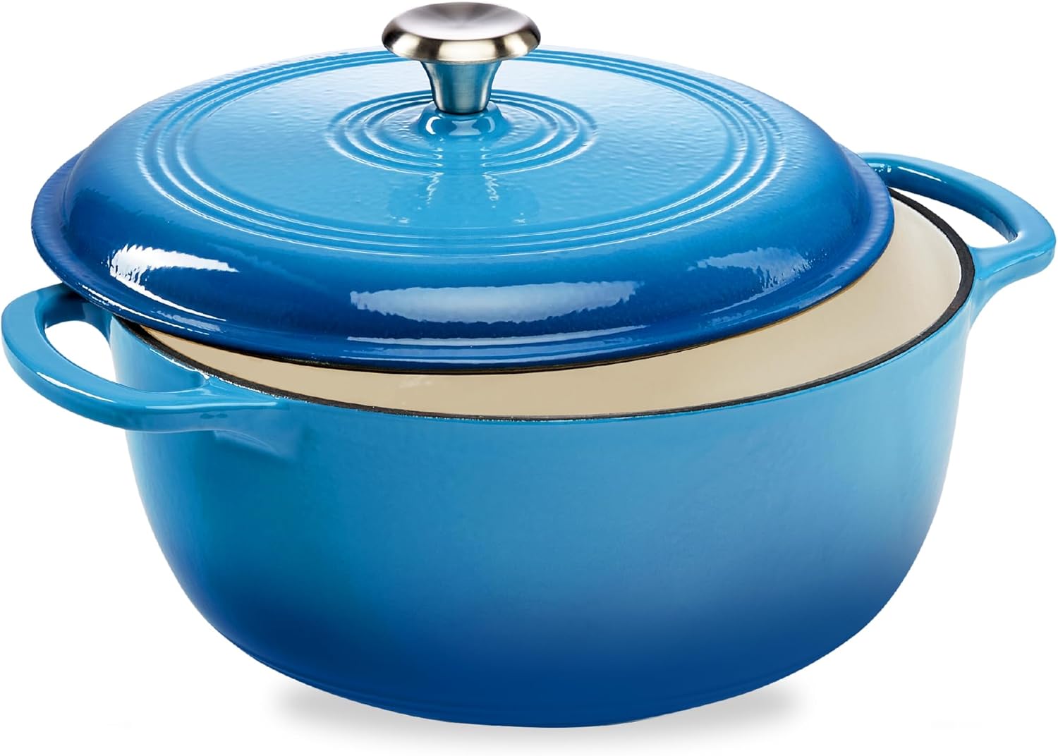 Best Choice Products 6 Quart Enamel Cast-Iron Round Dutch Oven, Family Style Heavy-Duty Pre-Seasoned Cookware for Home, Kitchen, Dining Room, Oven Safe w/Lid, Dual Handles - Blue - Thumbnail 4