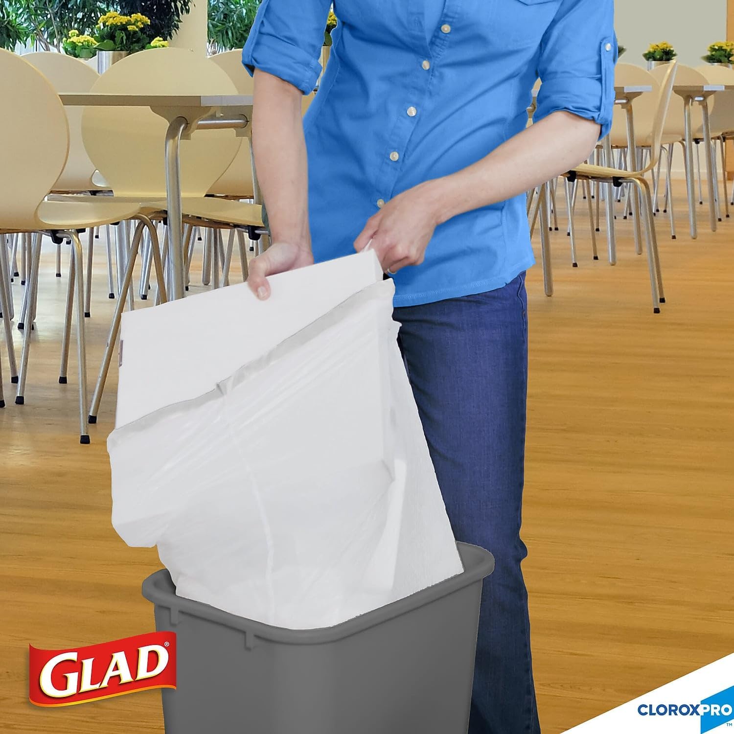 Glad 78526 Tall Kitchen Drawstring Bags 24 x 27 3/8 13gal .95mil White 100/Box