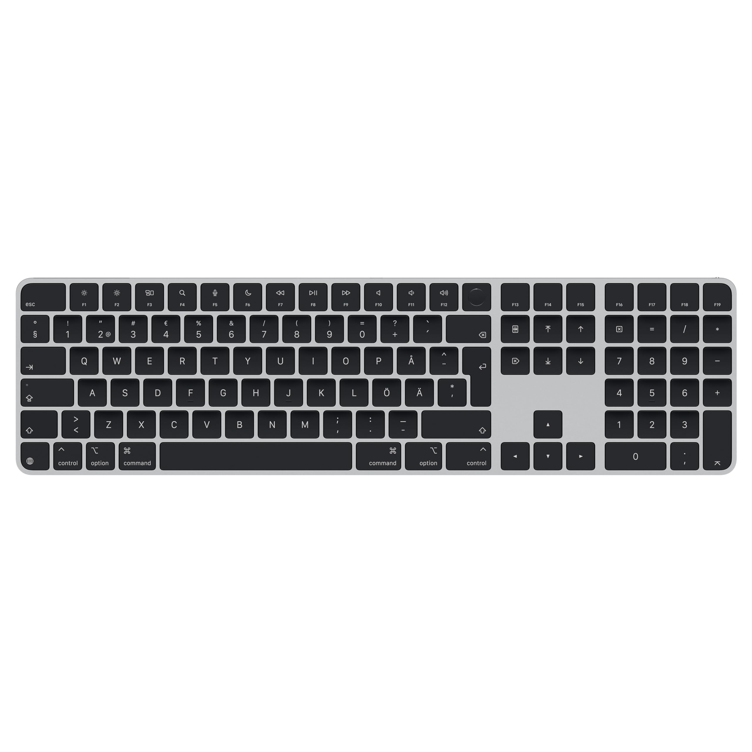 Nahaufnahme der Apple Magic Keyboard-Tasten mit Touch ID und Ziffernblock.