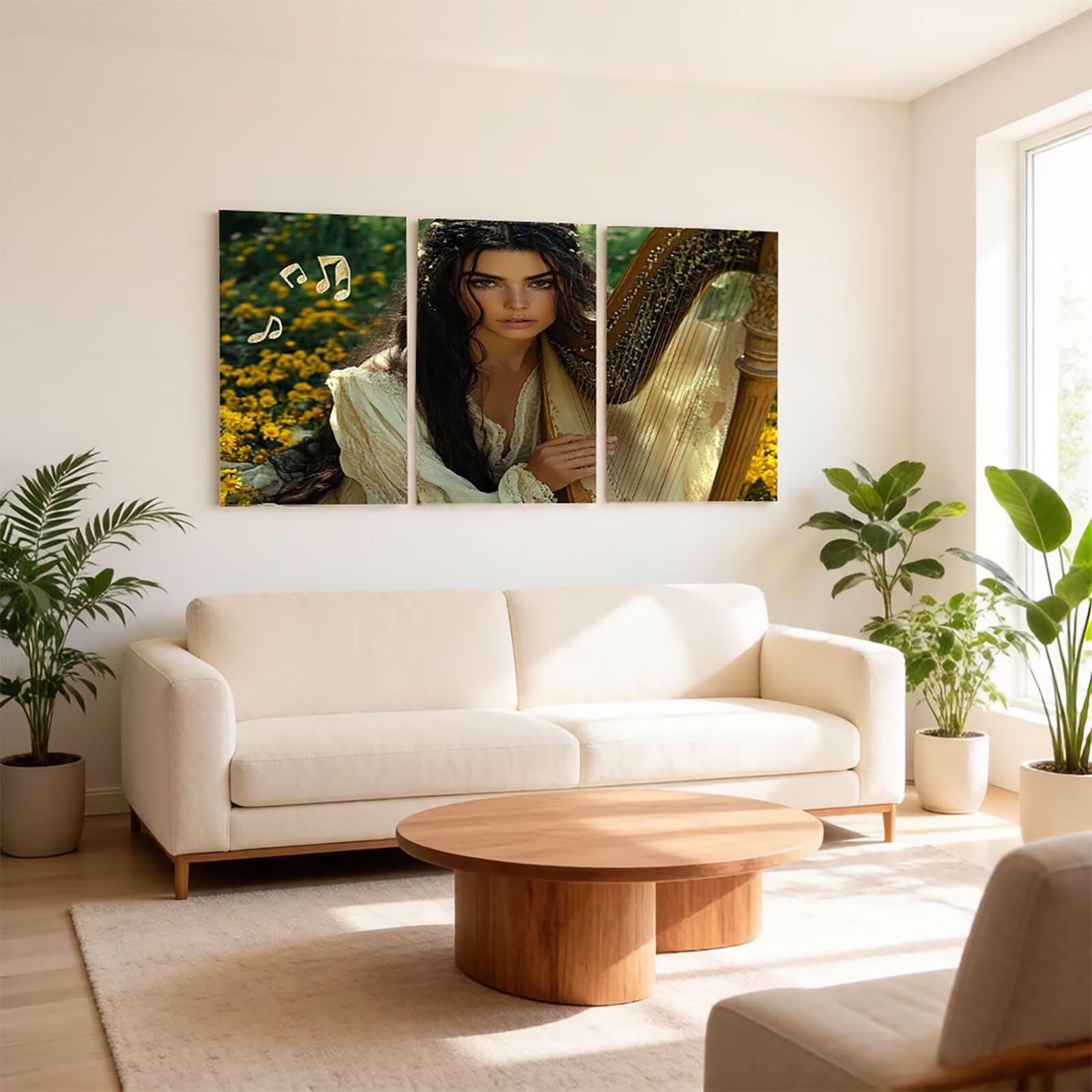 3365 zestaw 3 sztuk do malowania diamentami 5D "zrób to sam" dla dorosłych z diamentami 50 x 75 cm x 3 szt. w opakowaniu, obraz diamentowy Harpe, kamienie strasu, zestaw do dekoracji pokoju, model