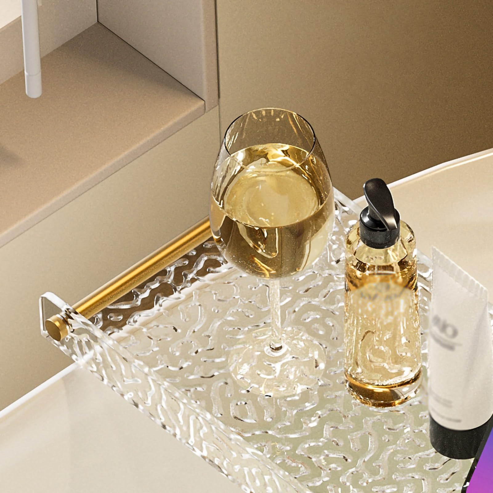 HOMEry - Bandeja de baño acrílica para accesorios de baño y accesorios de spa para una experiencia de baño relajante y relajante