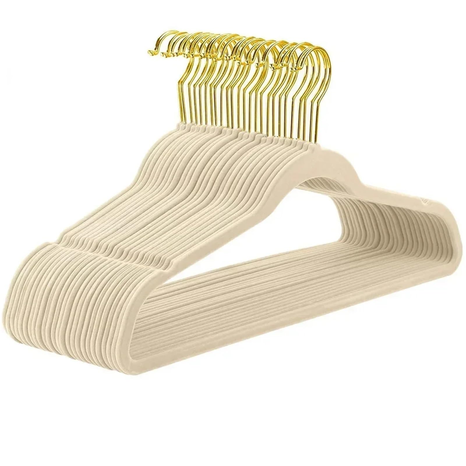 Duexioly Creamy-White Velvet Hangers 45Cm Seamless Flocking Golden Hook Hanger Dry And Wet Wardrobe Storage Adult Magic For Storage(,10Pcs)