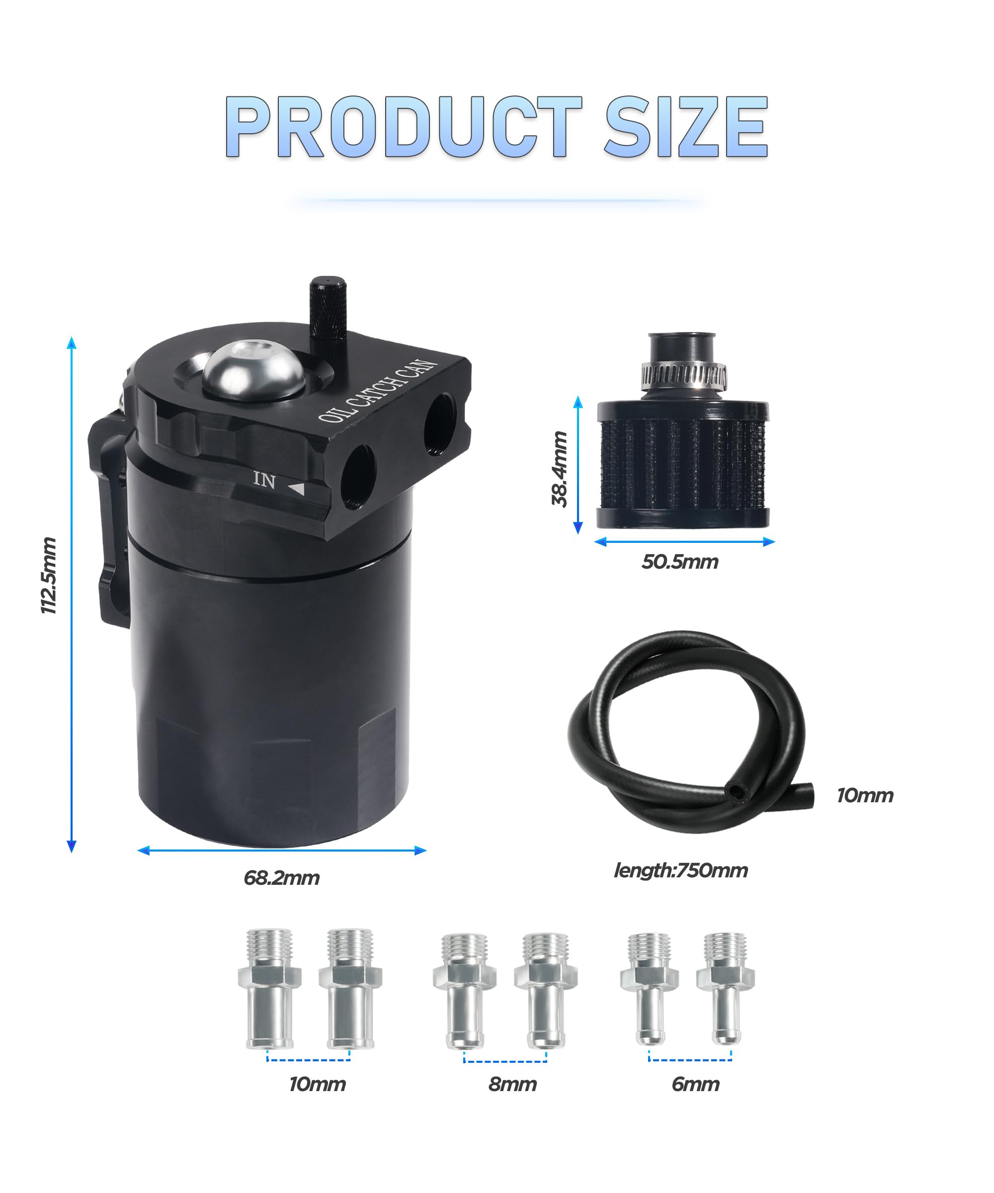 Reniflard D'huile Auto,Aluminium Voiture Réservoir,Récupération des Vapeurs D'huile Moteur en Aluminium,Kit De Réservoir D'huile Universel,Convient à la Plupart des Voitures et Motos