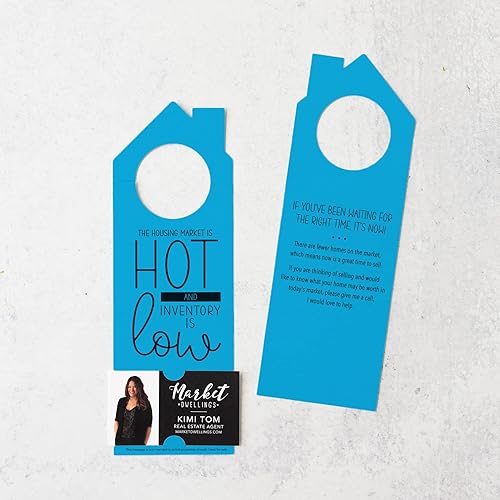 "The Housing Market is HOT and Inventory is LOW" | Double Sided Real Estate Door Hanger | 23-DH002