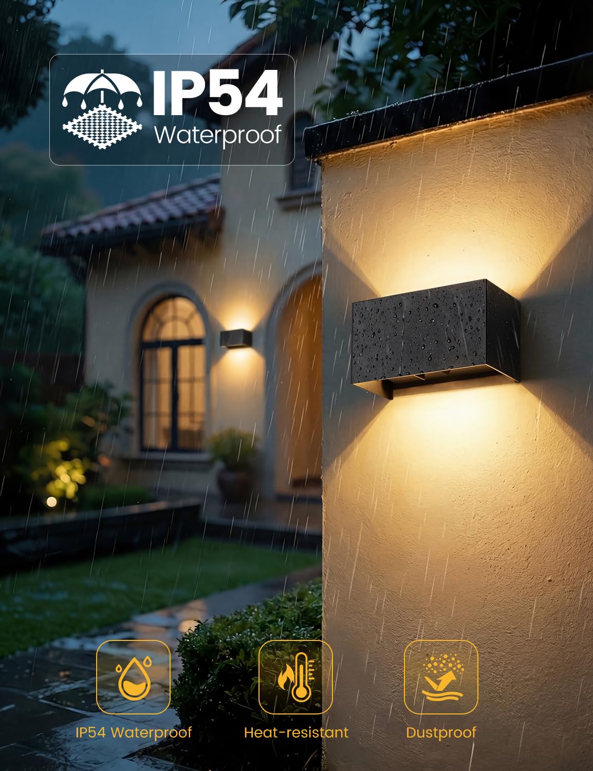 Wandlampe mit Austauschbarer G9 LED Lampe, Einstellbarer Lichtstrahl, 3000K LED Wandleuchte Innen/Aussen, Aluminium Außenwandleuchte, IP54 Wasserdichte, Auf und Ab, für Wohnzimmer Garten Schwarz
