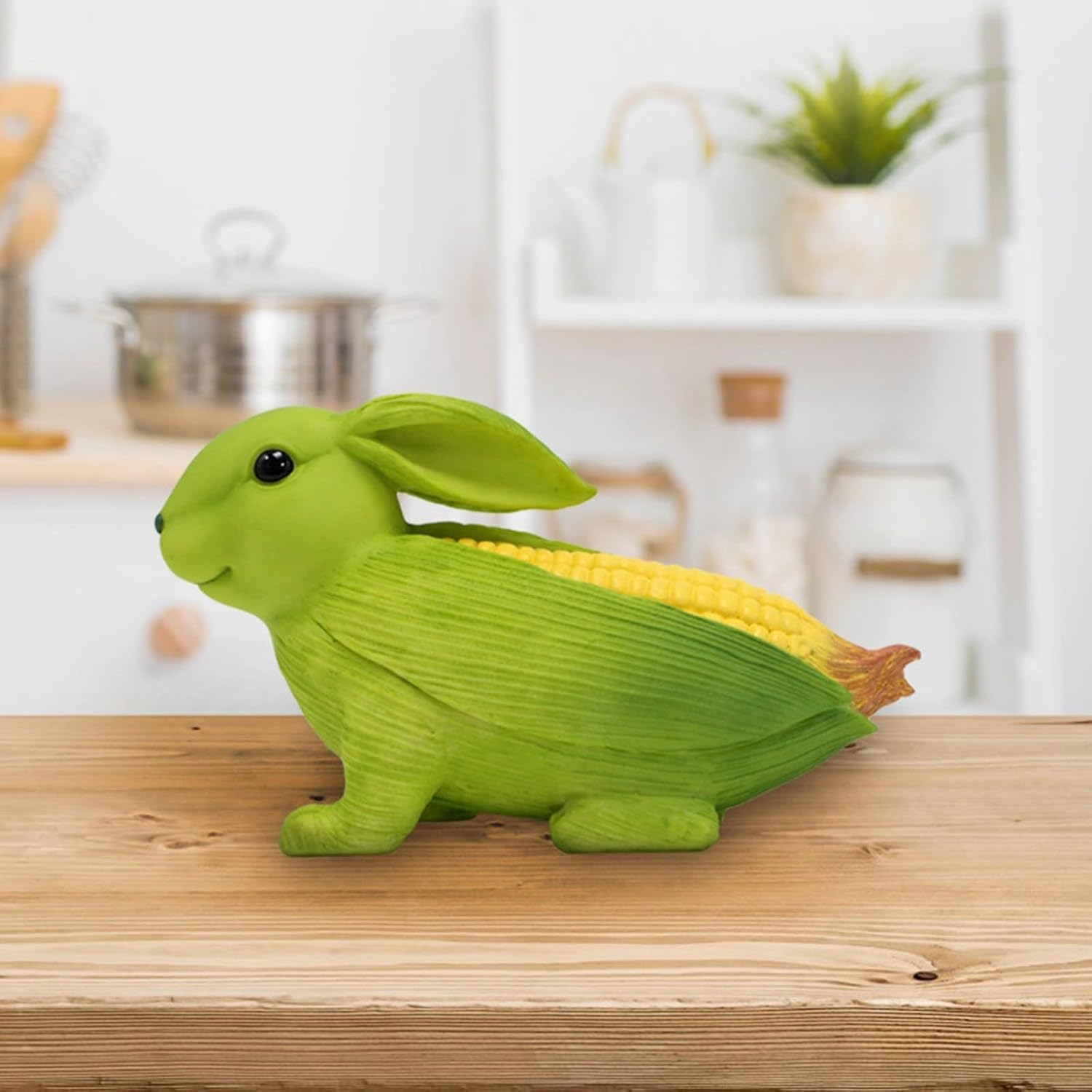 Amazon.com: Small Corn Bunny Statue Decor,Lovely Green Rabbit ...