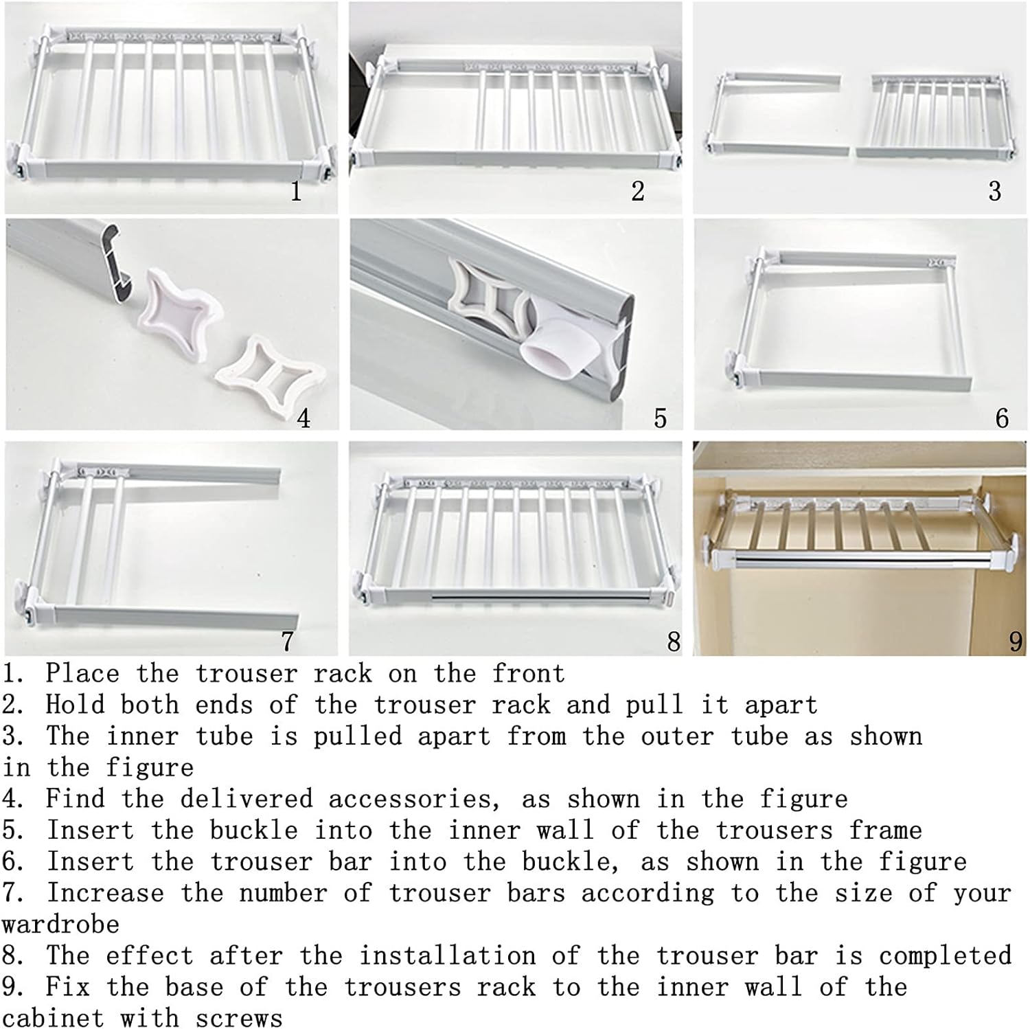 Trousers Rack Pull Out Pants Hangers Pull Out Trousers Hanger Rack Pants Hanger Bar, Retractable Clothes Organizers Shelf,Closet Wardrobe Rack for Hanging Clothes for HOM(Yellow-85)