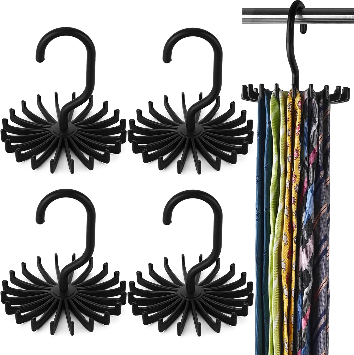 Amazon.com: JOHOUSE 4PCS Adjustable Twirl Tie Racks, 360 Degree ...