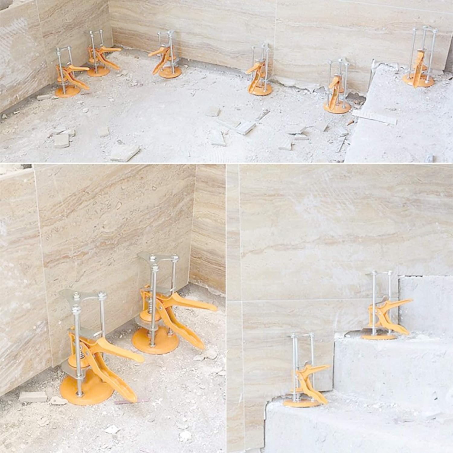 [Thickened Design] 6pcs Wall Tile Height Regulator Locator Sets with 1pcs Tape Measure Tile Leveling System Tiling Installation Tools Building Walls Floor Doors and Cabinet - - 