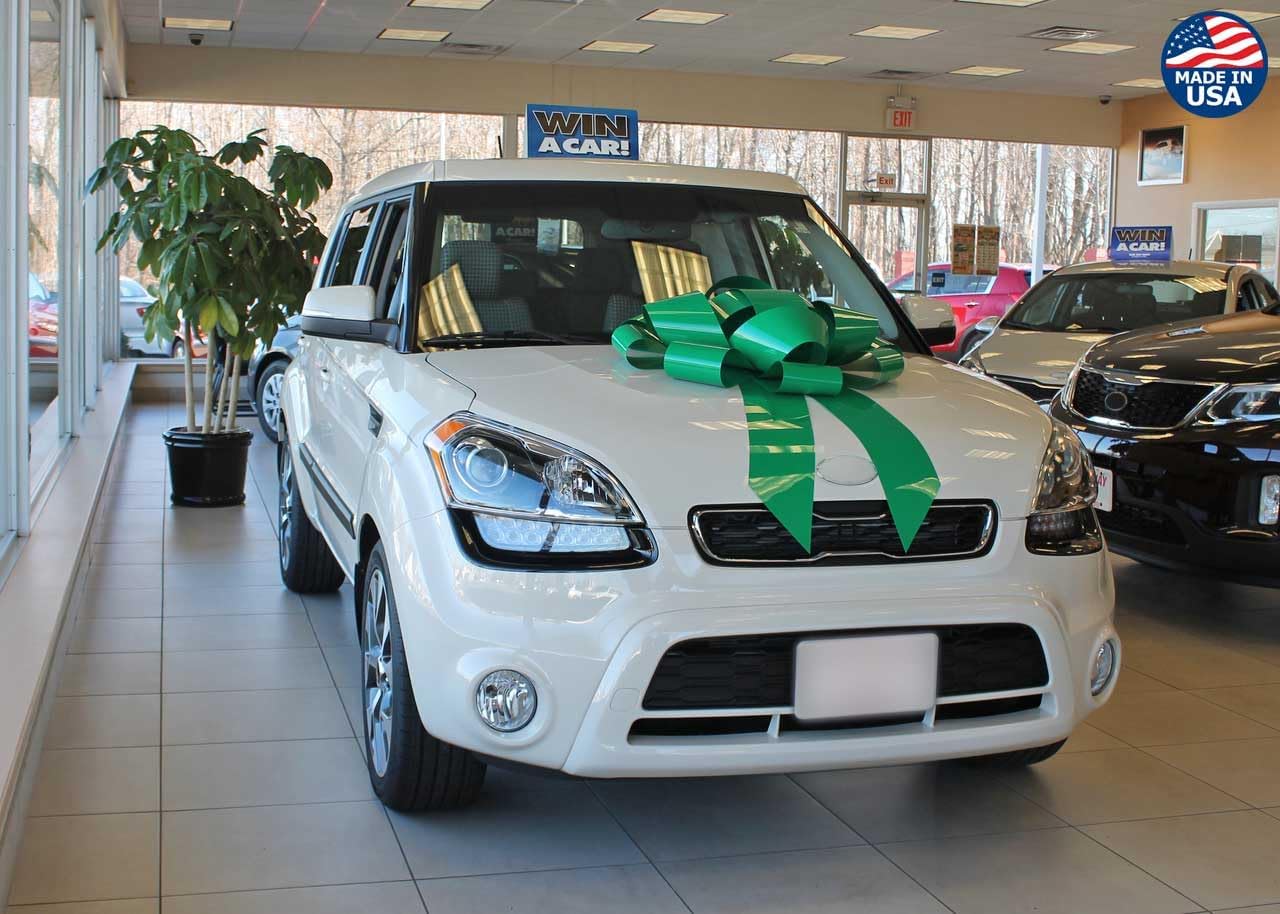 30" Giant Car Bow with Supreme Hold Suction Cup - Non Magnetic Car Bows Won't Scratch & Keeps a Better Hold (Green)