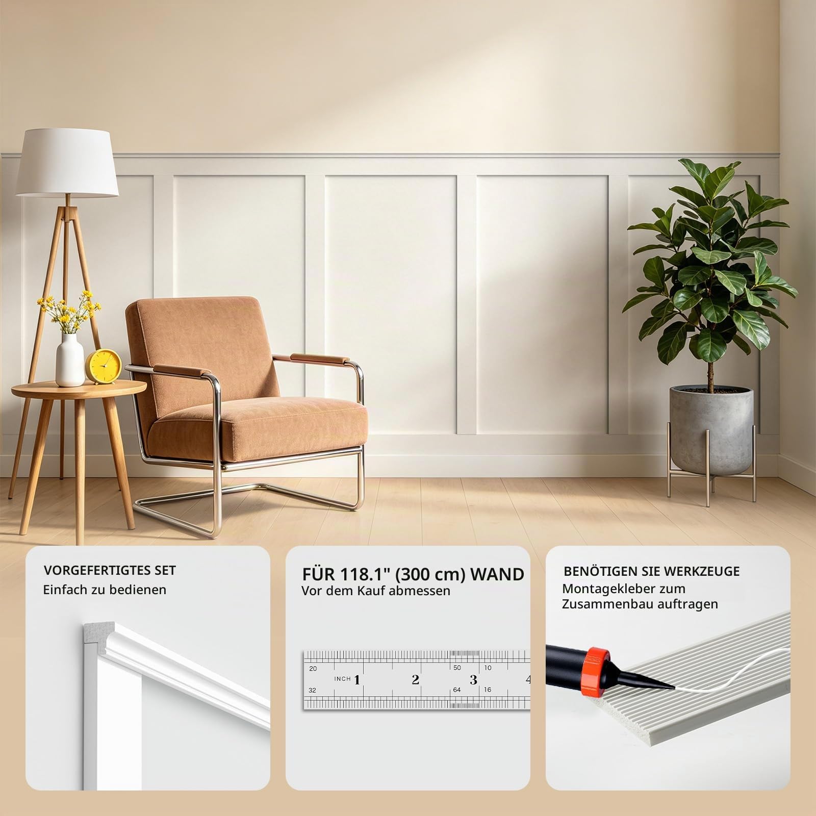 WADILE Wandpaneele Set, Vorgefertigte Board and Batten Wandverkleidung