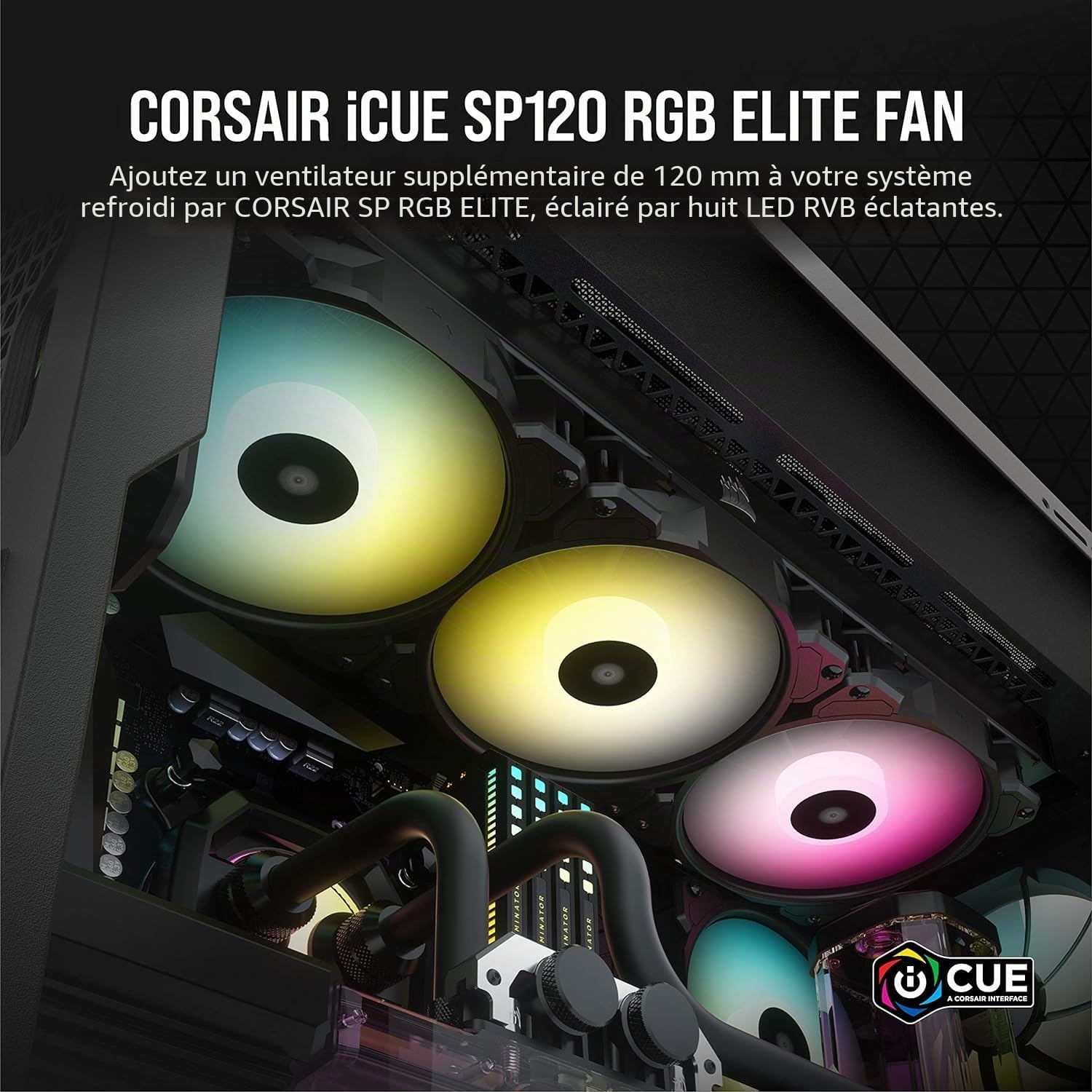 Corsair Ventilateur PWM iCUE SP120 RGB ELITE Performance 120 mm Noir