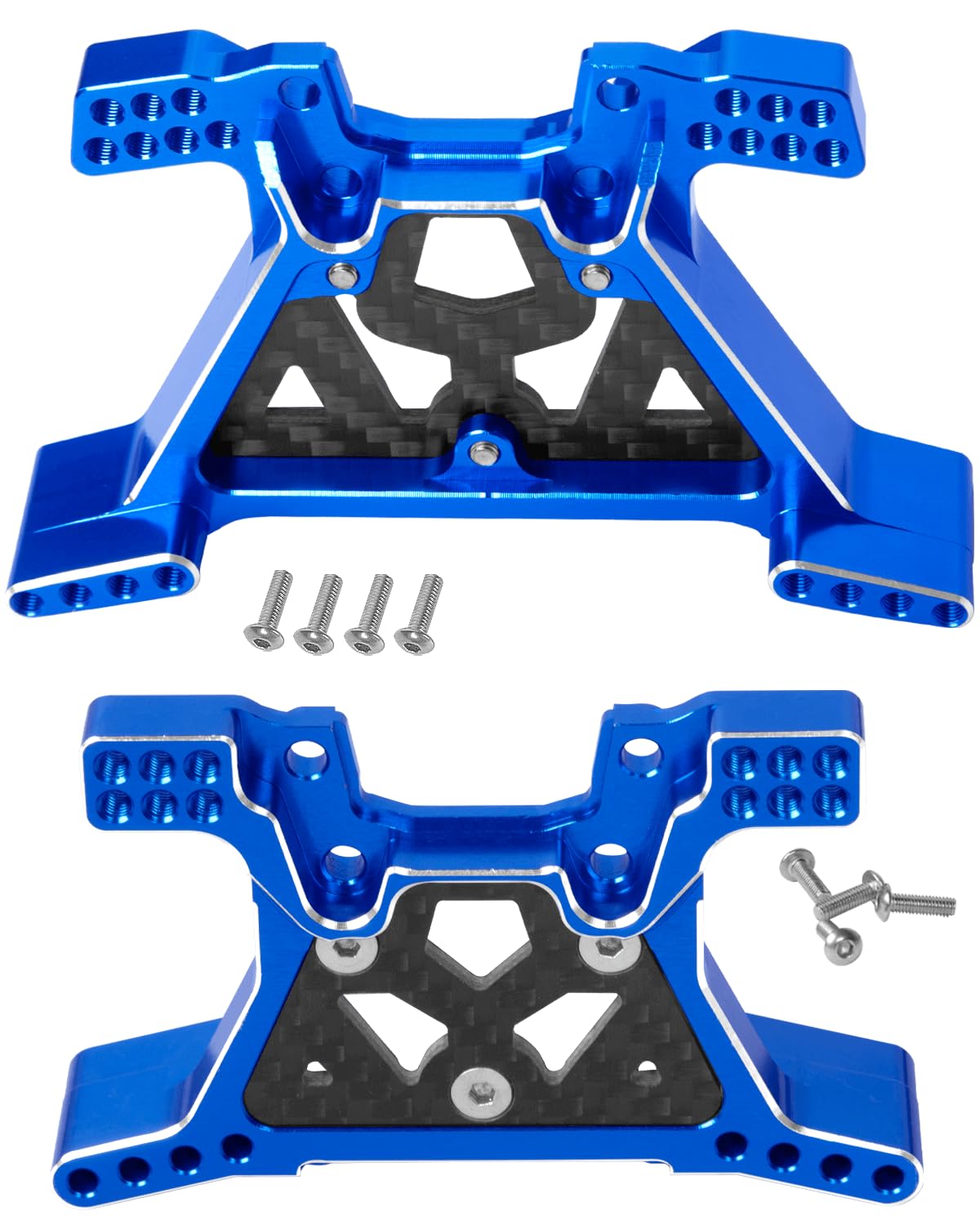 RCHuiWow RC Shock Towers Upgrades Part for 1/10 Slash 4x4 (VXL),Alloy Front and Rear Shock Towers,Navy Blue