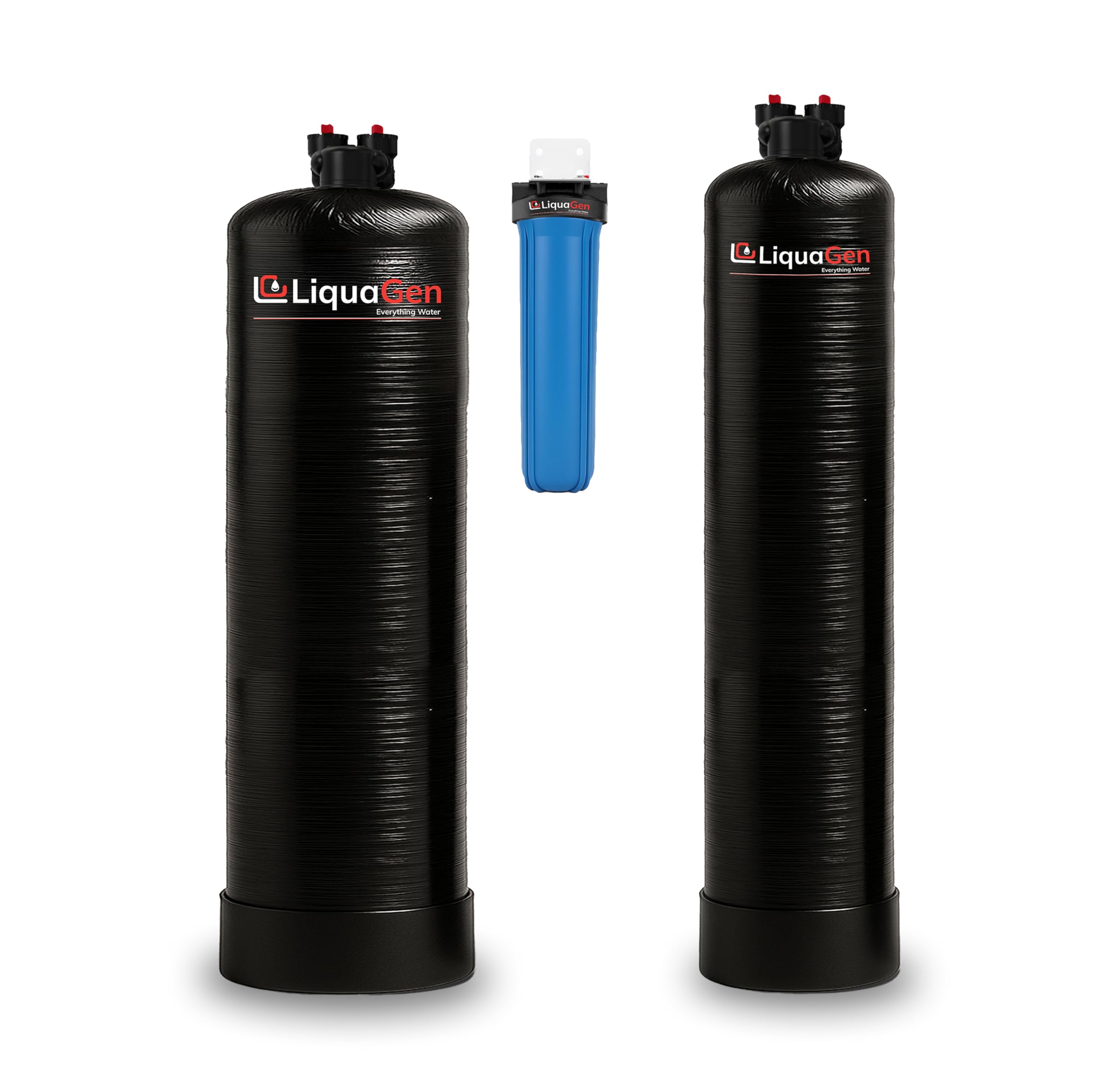 LiquaGen Whole House Salt-Free Water Conditioner Filter System Catalytic Carbon KDF Media Sediment Pre-Filter Anti-Scale No Salt Low