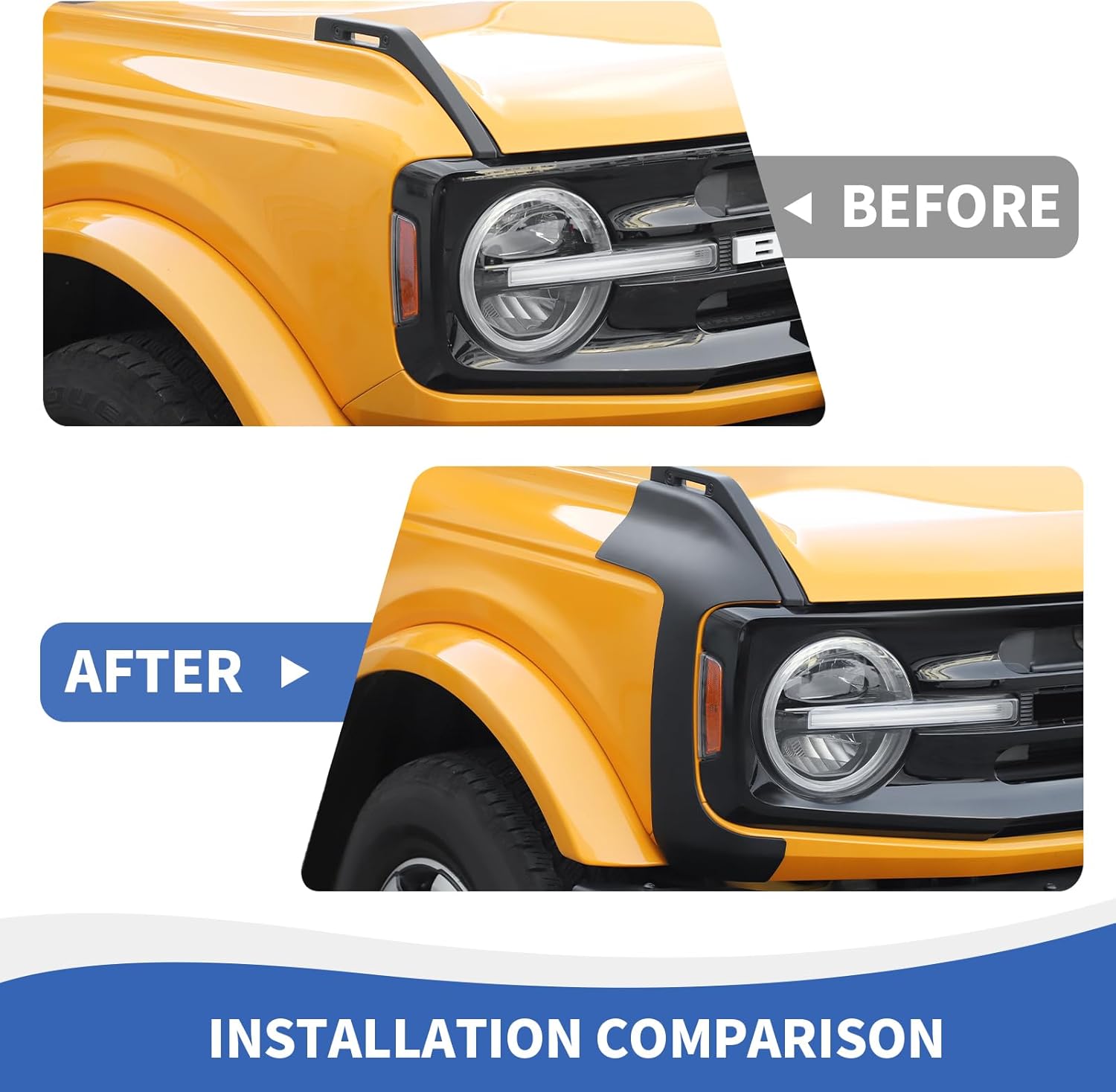 RAZPOY for Bronco Corner Edge Protector, 4PCS Front & Rear Anti Scratch Fender Corner Guards Trim Compatible with Ford Bronco Accessories 2021-2025 (Not for Bronco Sport)