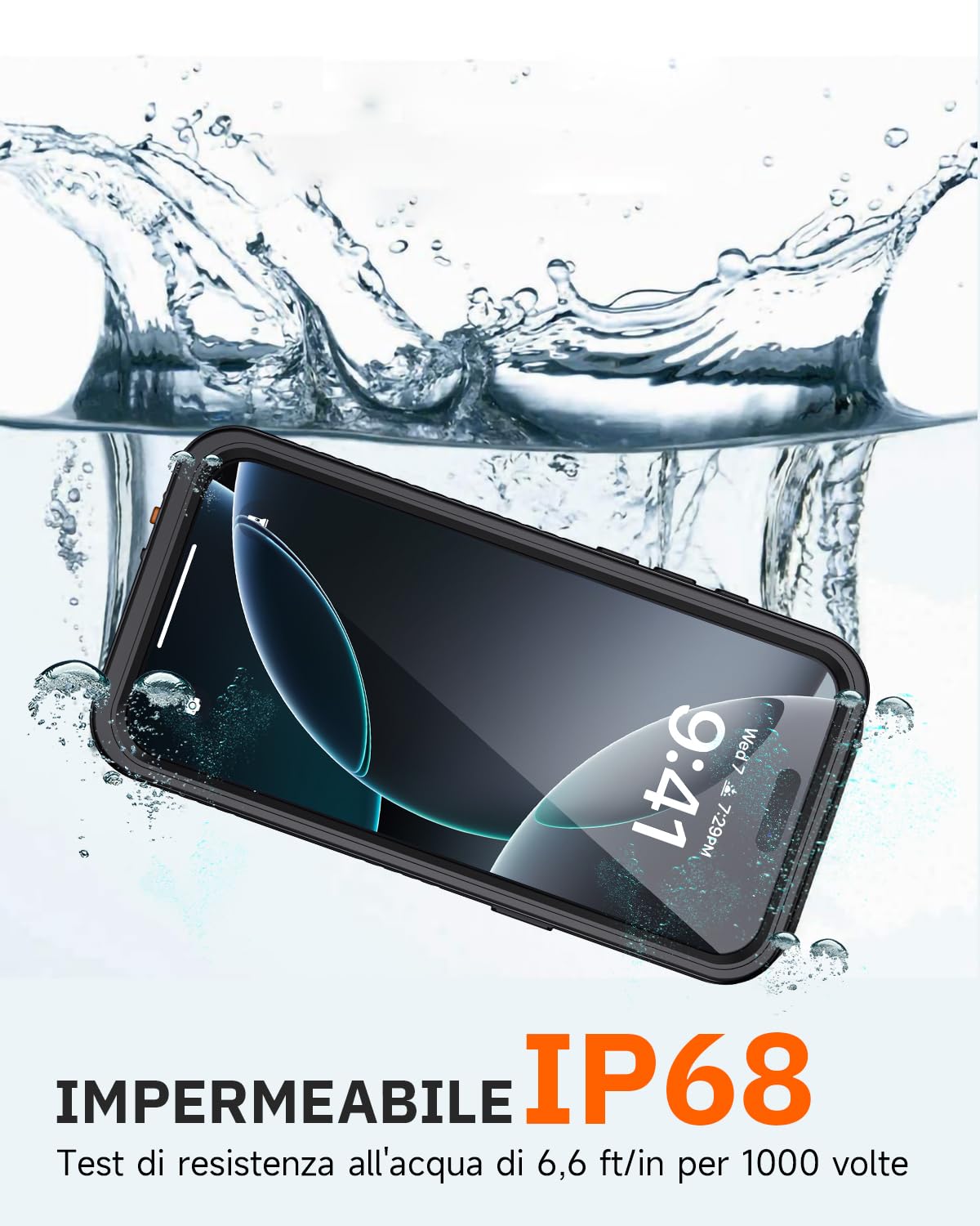Custodia Impermeabile IP68 Per IPhone 16 Pro Max – Protezione A 360° Anti-caduta, Anti-schermo Con Privacy Film, Certificazione Militare, Nero