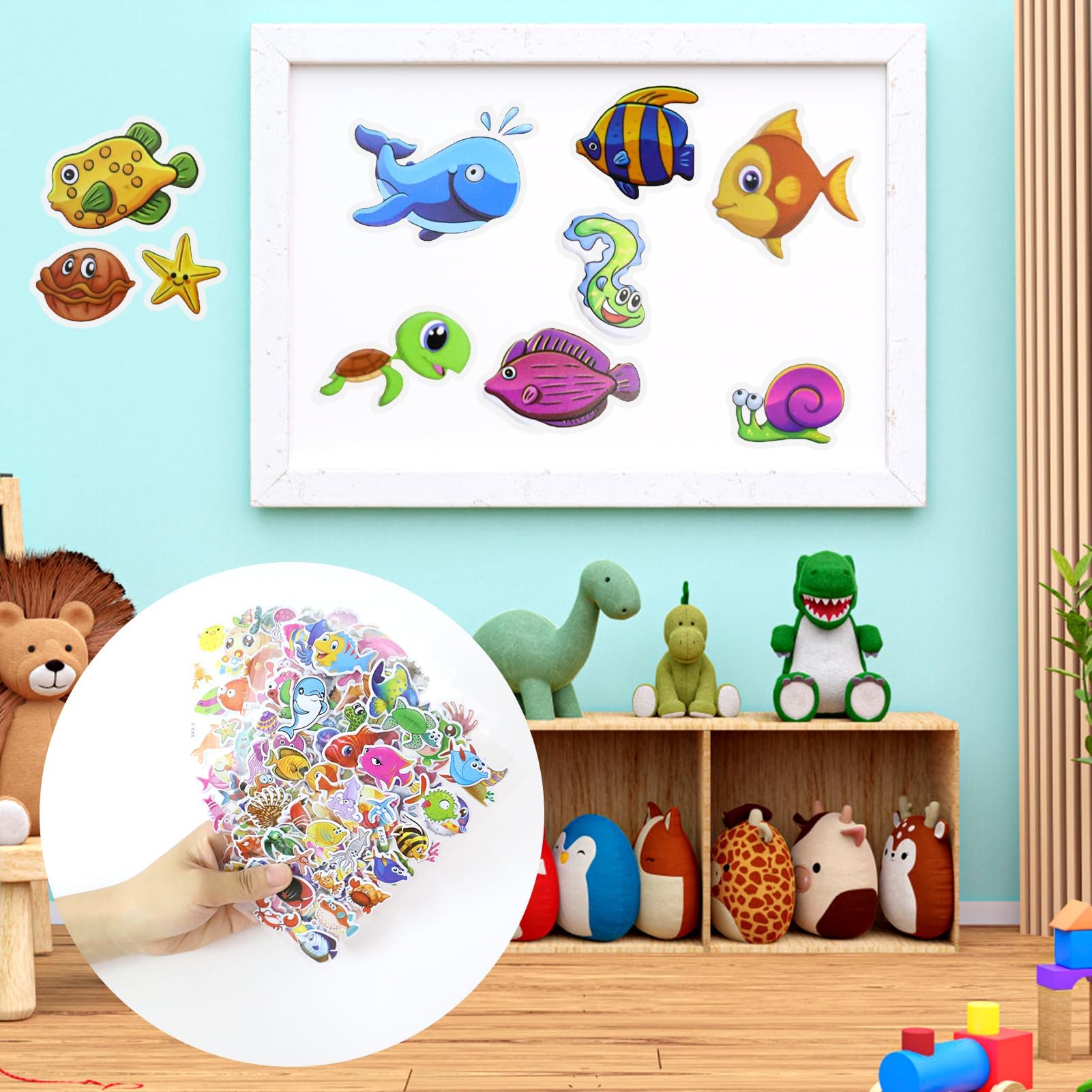 12 Hojas De Pegatinas 3D De Animales Marinos – Más De 180 Adhesivos, Coloridos Y Seguros, Ideales Para Scrapbooking, Cuadernos Y Recompensas