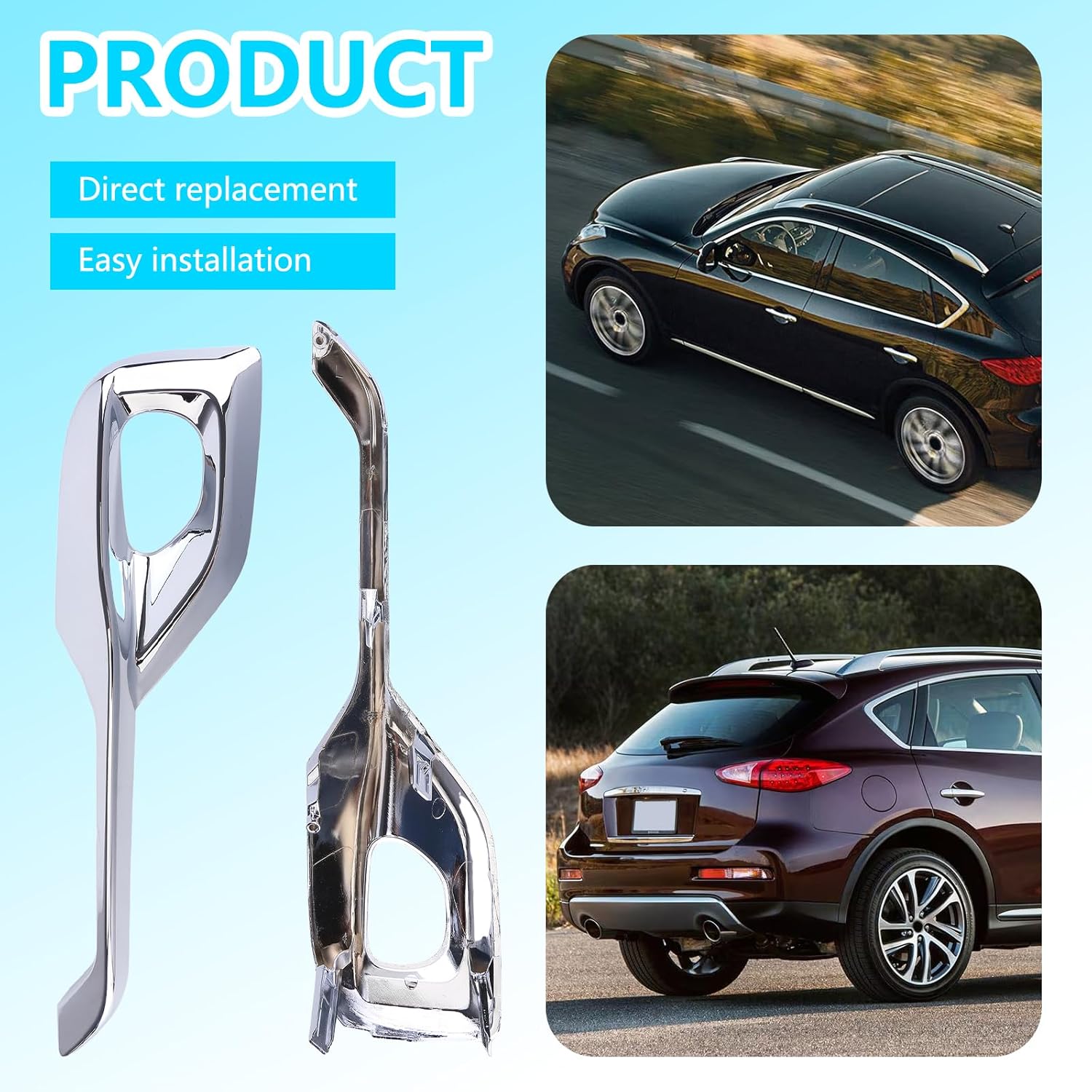 Zcargel Fog Light Cover Trim Compatible for Infiniti Qx50 2016 2017 Front Bumper Fog Light Bezel Cover Trim Left/Right Side Light Lamp Covers Bezel 622575UA0A Fog Lamp Cover Trim Bezel