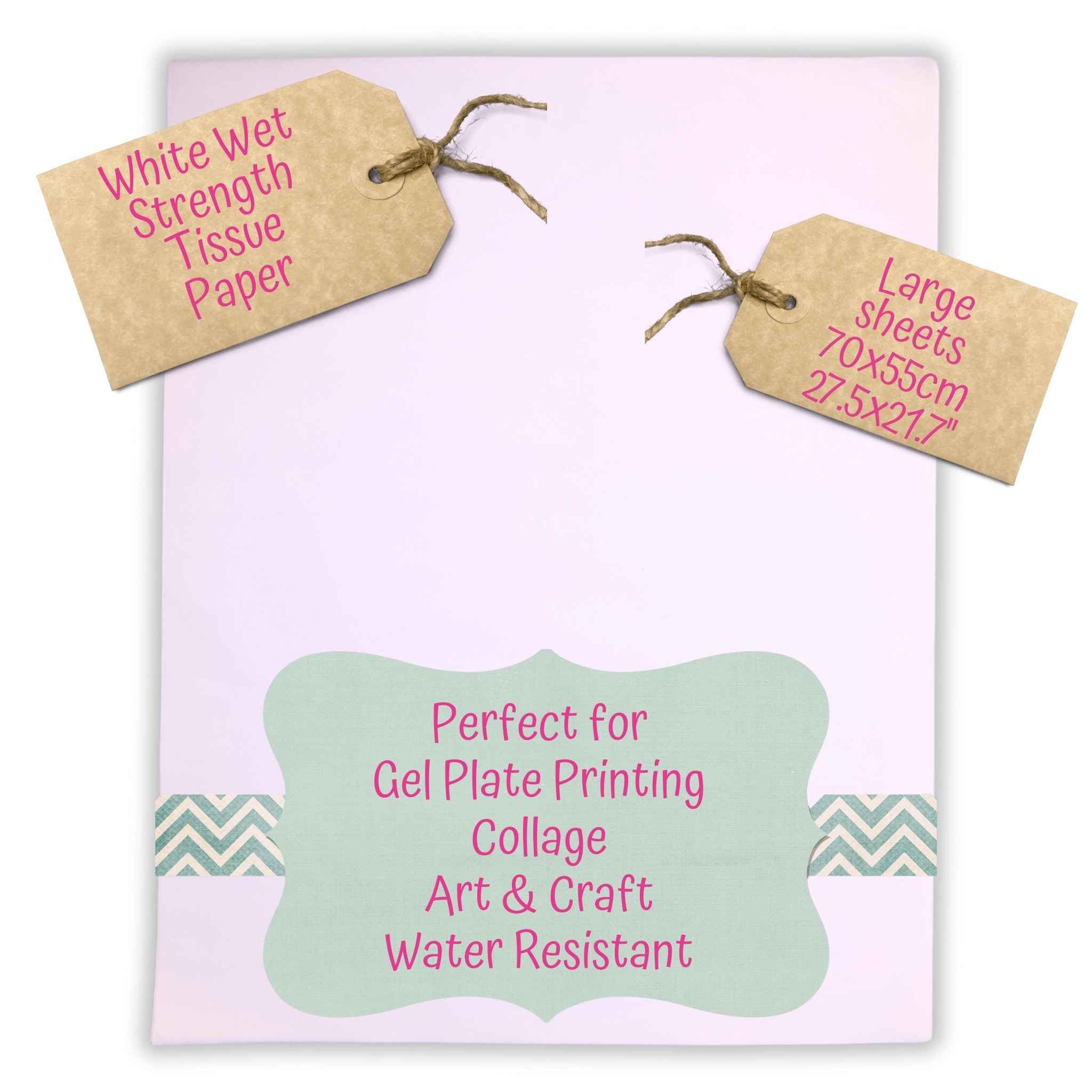 Carnival Papers Wet Strength White Tissue Paper 10 Sheets Alternative to Deli Paper for Model Making, Geli Printing, Mixed Media Crafts etc Resistant to Tearing When Wet