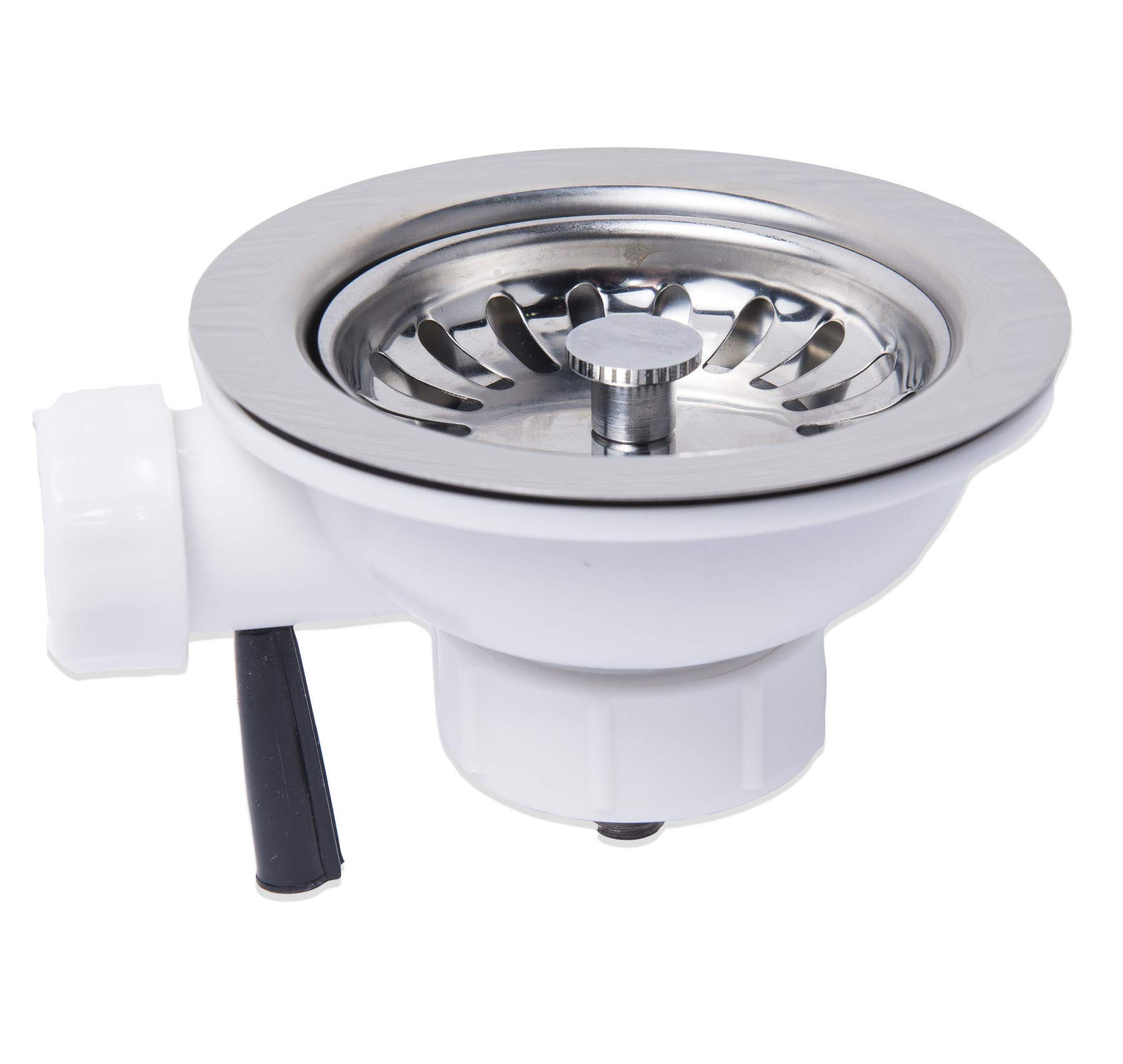 NRG 90mm Stainless Steel Kitchen Basket Strainer Sink Waste Drainer Plug with Overflow Connection