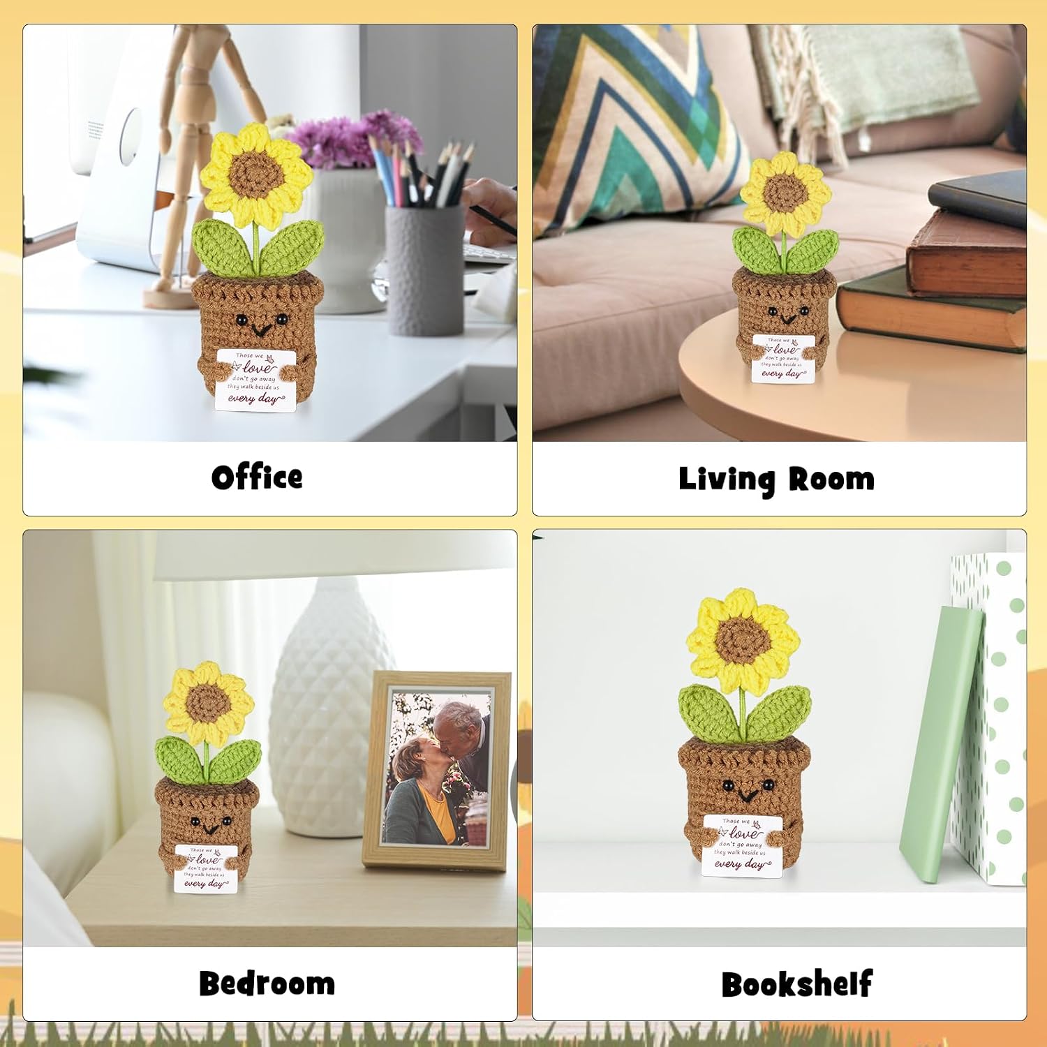 SOITIS Mini Sunflower Crochet for Ashes - Small Heart Glass Urn for Human Ashes Keepsake, Funeral Keepsake for Women Men, Mini Urns Cremation Holder