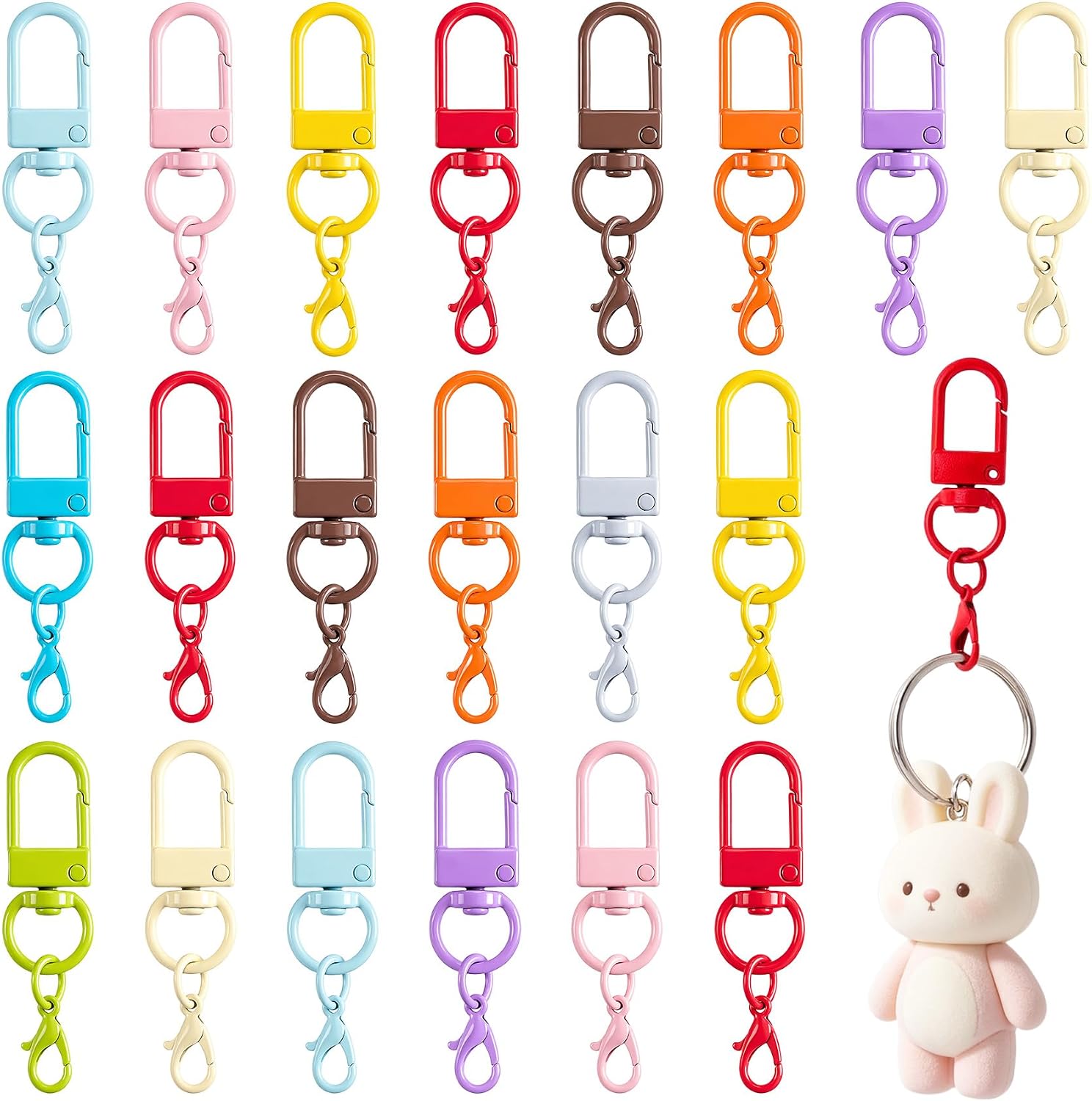 20Pcs Lobster Claw Clasps, Colorful Key Chain Hooks Keychain