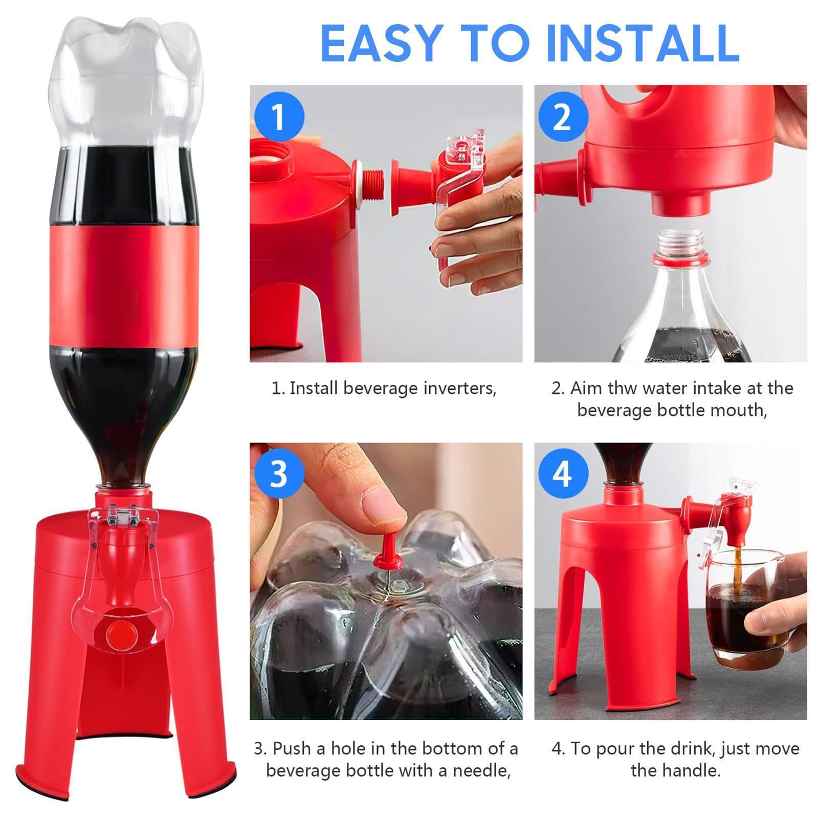 Soda Dispenser – ABS 12x17cm | Hand Pressure Inverted Cola Drinking Saver, Compact Soda Dispenser Gadget For Home Bar Accessory, Camping Picnic | For Parties Outdoor Events And Daily Use