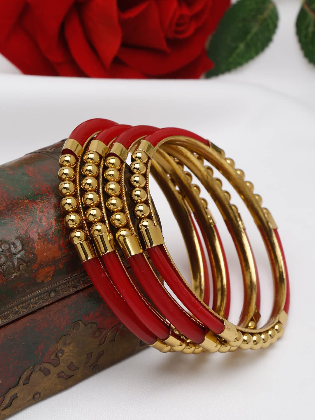 Antique Plated Set of 4 Traditional Bangle (11178b_2.8)