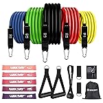 WIKDAY Exercise Resistance Bands with Handles for Working Out, 10-150 Lbs Workout Bands Pink Purple Loop Bands Set with Door Anchor for Physical Therapy, Yoga, Pilates