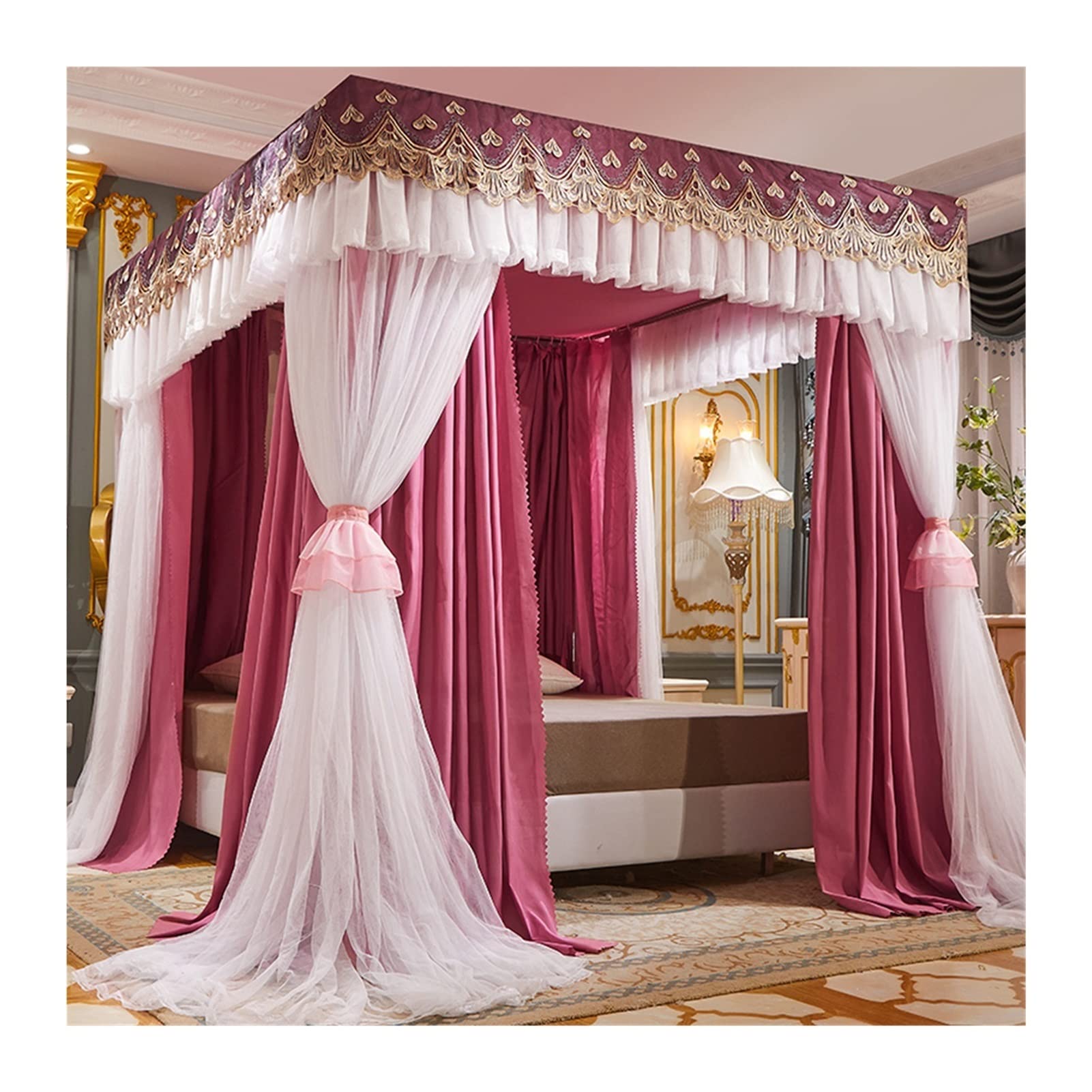 GTHTUHFD Bed Canopy Mosquito Net For 6Ft/1.8M Bed, Dustproof Bed Canopy For S Bedroom Decoration, Luxury Bed Curtain,Style 2-180x220x200cm