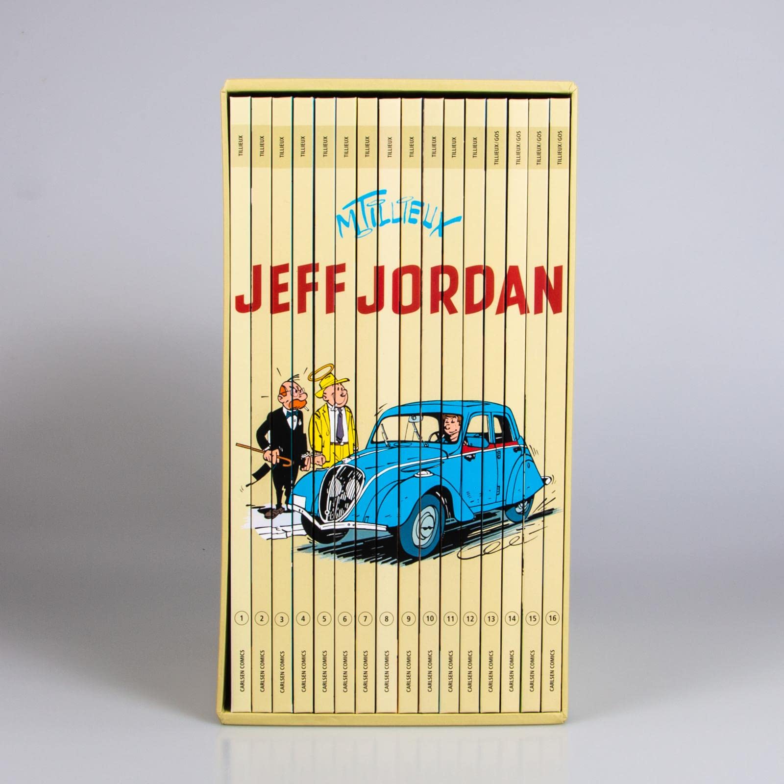 Jeff Jordan-Schuber: Limitierte Gesamtausgabe mit allen 16 Bänden der humorvollen Krimi-Comic-Serie über einen französischen Privatdetektiv der 50er Jahre