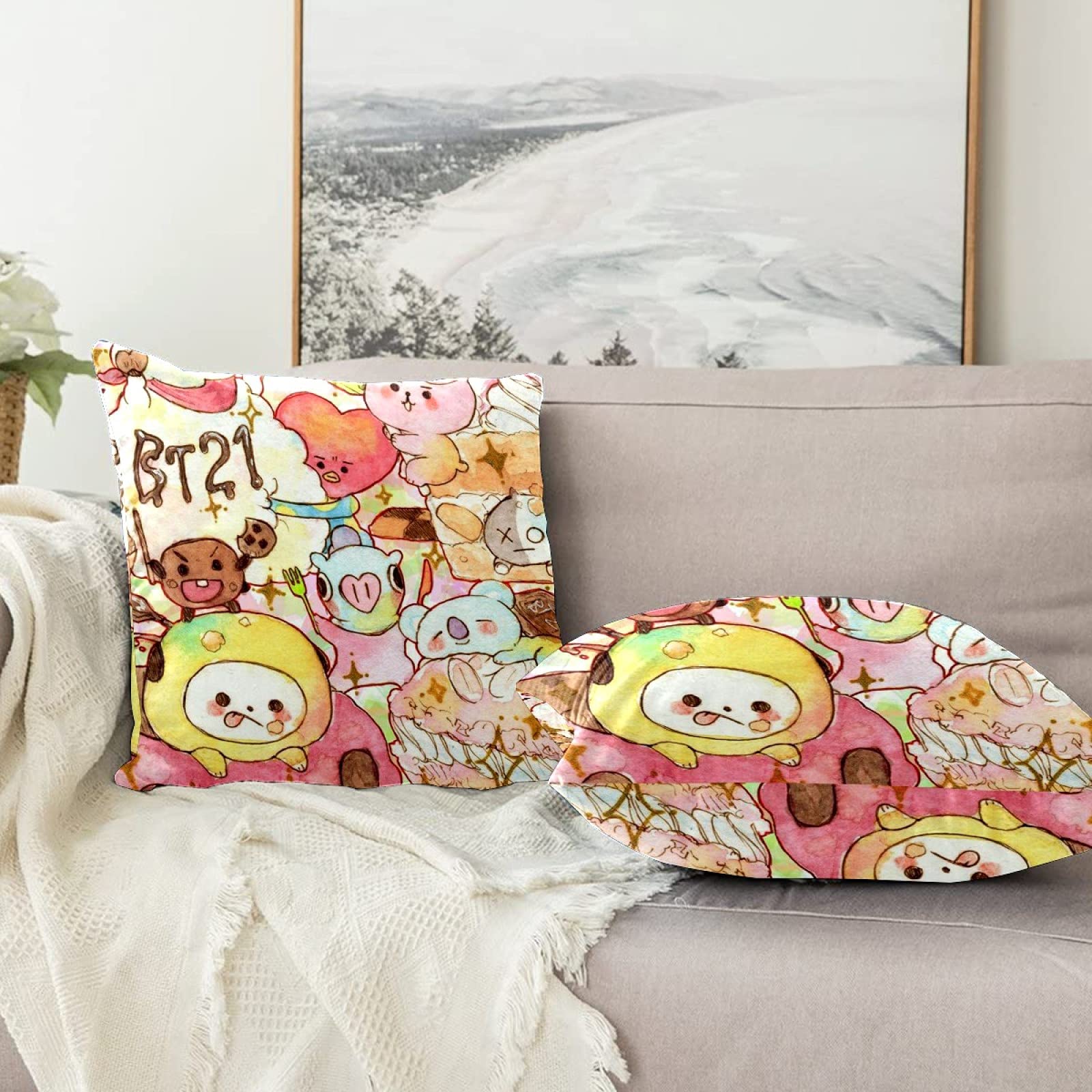 Amazon.co.jp: bts 防弾少年団 クッションカバー bt21 かわいい 枕