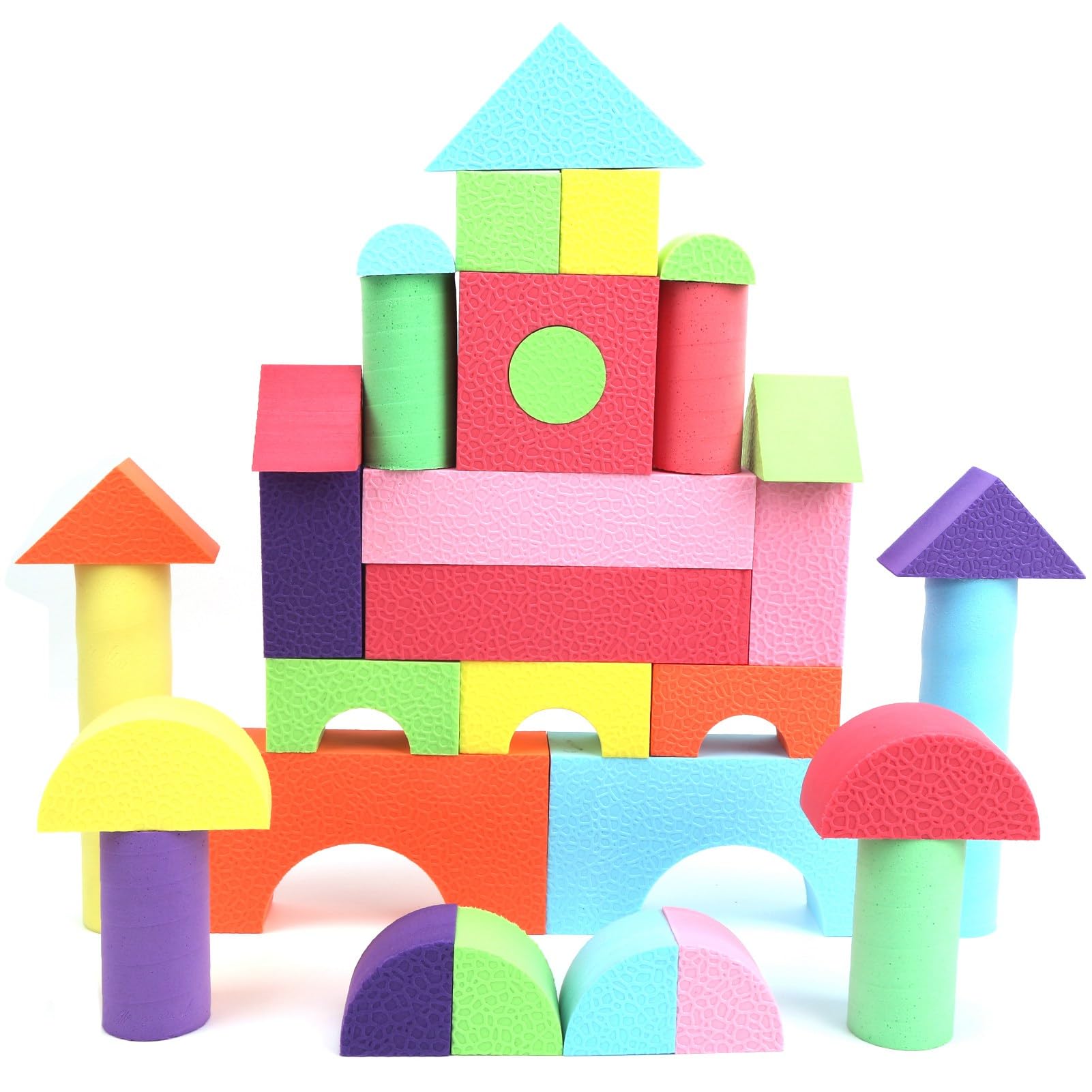 Blocchi di Costruzione in Schiuma EVA Giocattoli Educativi da Costruzione Impilabili Multicolori per Bambini S