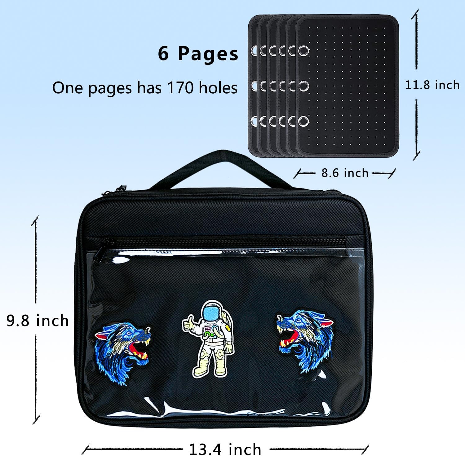 Black 6 Binder Enamel Pin Display Bag,Pin Books For Collectors,Pins Board Storage Organization Box Can Holds Pins, Brooches,Paper Clips,Sports medal.(Black 6 Binder,Without Accessories)