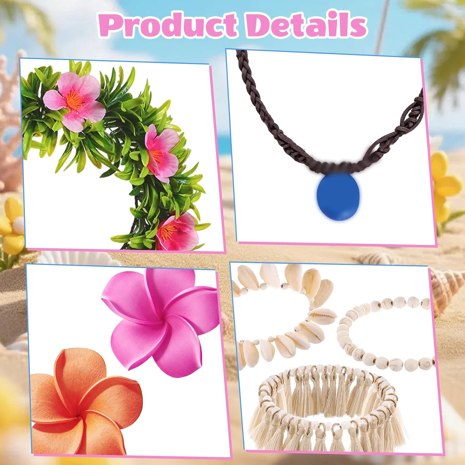 Xerteam 6 Pcs Hawaii Flower Costume Accessories Set for Women image 4