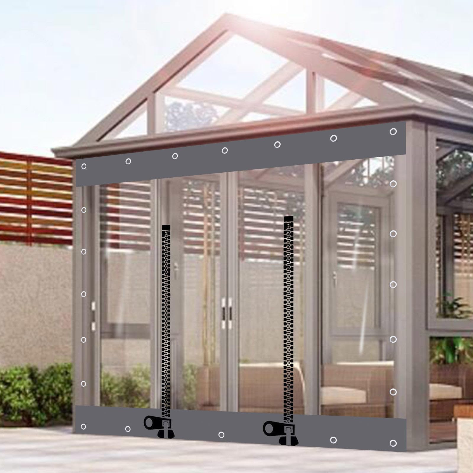 Kooein W×H Outdoor Curtains,Pvc Tarpaulin Side Panels Transparent Waterproof,Weather Resistant,Partition Tarp Curtains,Spliced-Customizable Tarpaulin,Multi-Size Canopy,Thickened,-2.5×2.2M(8.2 * 7.2Ft)