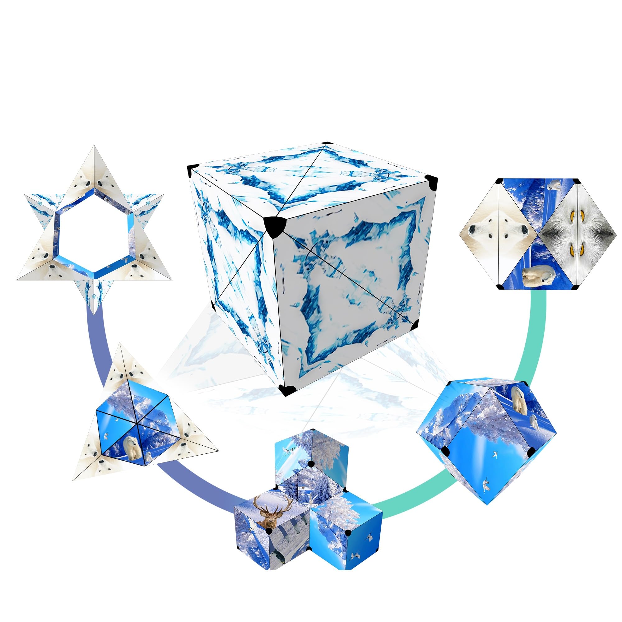 M Prabhu 3D Magic Magnetic Cube Transforming Cubes Shape Shifting Box, Speed Puzzle Fun For Training The Brain Transforms Into Over 70 Shapes (White)-24 Months 15 Yrs Kids