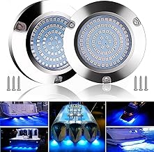 Greluma 2 Pcs 90 LED Underwater Led Lights, 12/24 V Turn Marine Pontoons Pop-Up Light, IP68 Waterproof Stainless Steel Bridge Lights - Blue Light