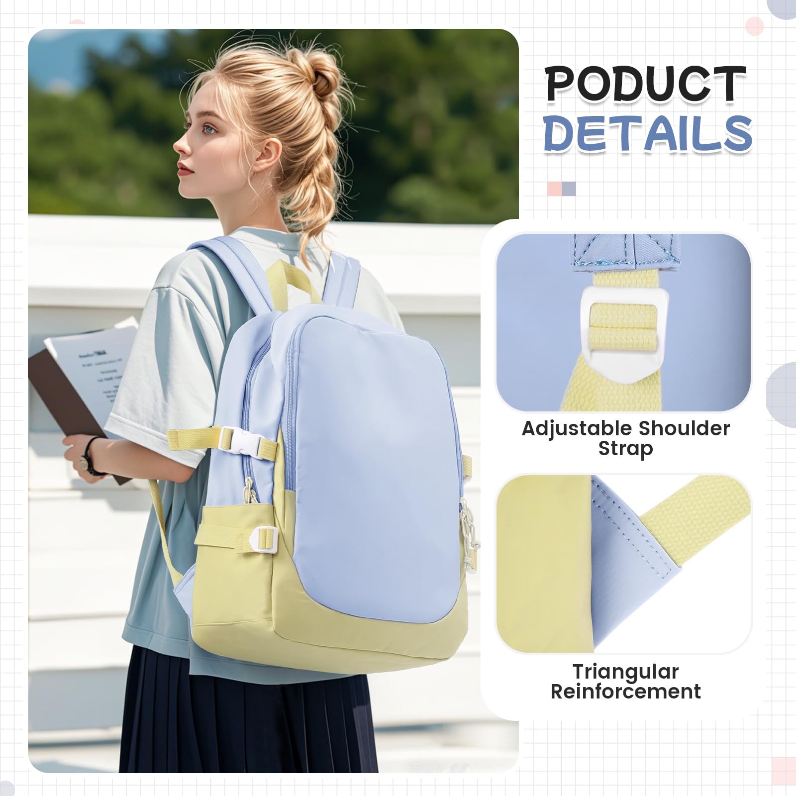 HYC00 Zaino Scuola Superiore Ragazza,Zaino da Scuola Media Ragazzo Zaino Università Leggero Resistente all'acqua College Casual Daypacks, Zaino PC 14 Pollici Zaini Scuola Cartella Adolescente