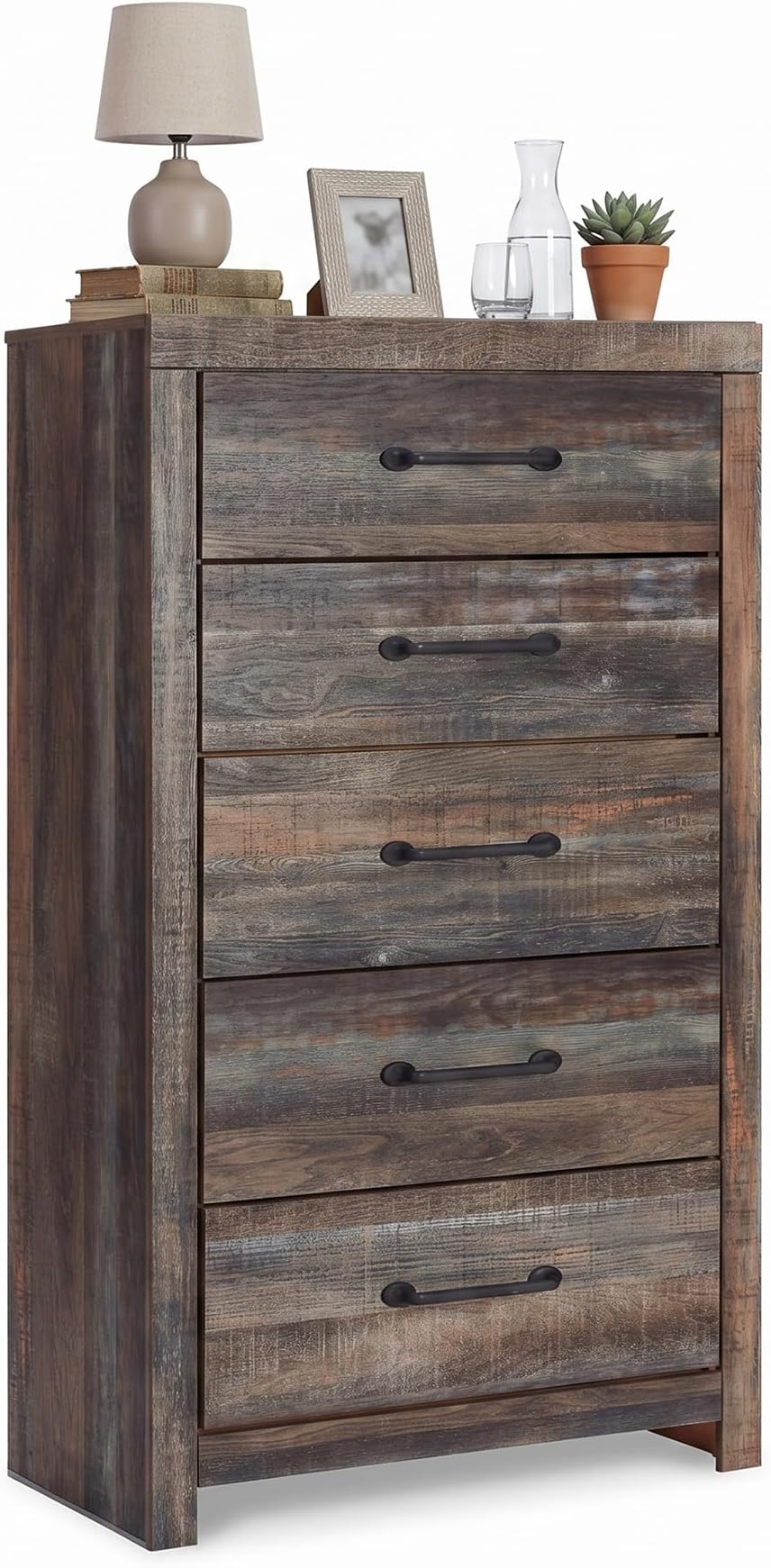 Signature Design by Ashley Drystan 5 Drawer Chest, Gray Bedroom Dresser