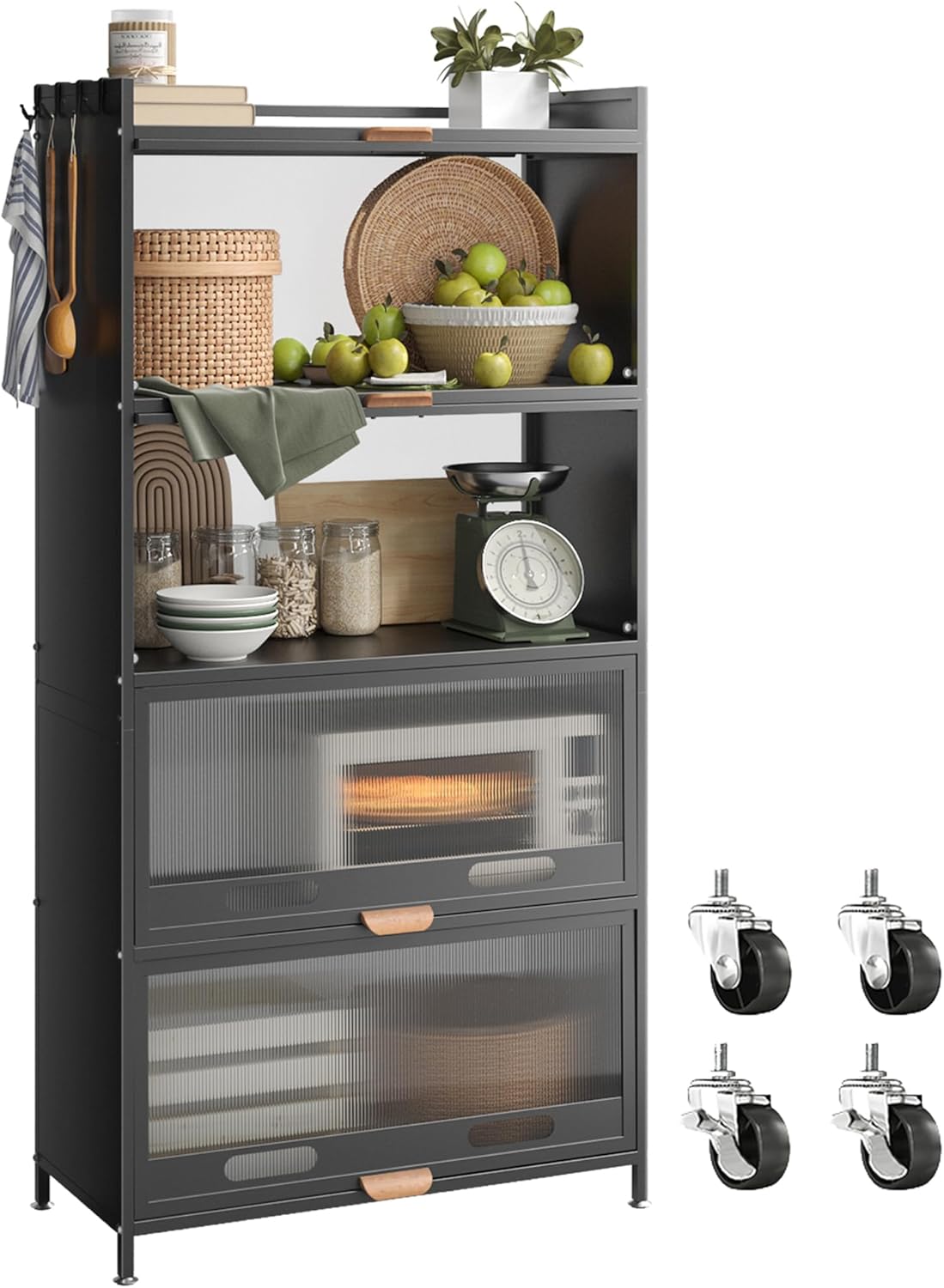 Amazon.com - NETEL Kitchen Storage Cabinets, Microwave Stand, Bakers ...