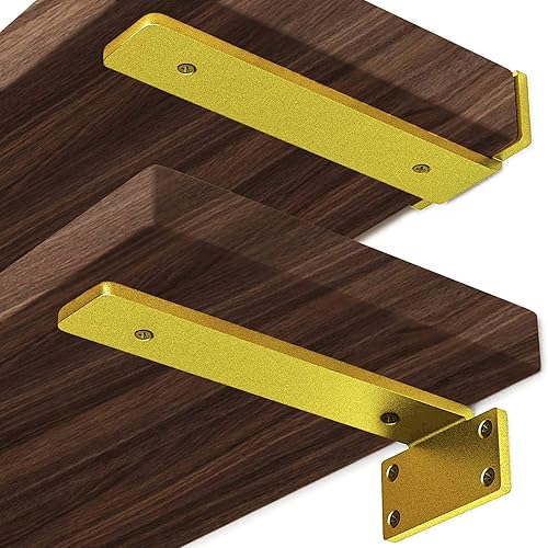 Miniatura 1 de Soportes de estante resistentes soportes de estante rústicos de 0197in de grosor para estantes de madera personalizados soportes de estante dorados