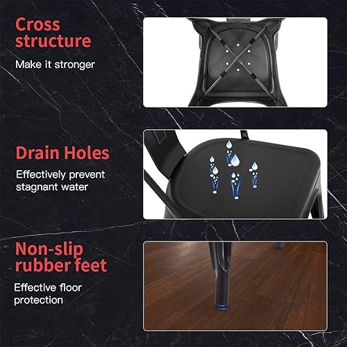 Miniatura 4 de HKLGorg Juego de 4 sillas de comedor apilables de 18 pulgadas de altura de asiento, sillas de cocina de metal para exteriores e interiores, para el