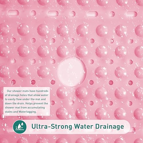Miniatura 5 de Tapete de ducha cuadrado rosa grande antideslizante de 27 x 27 pulgadas, tapete de baño suave para suelo de ducha interior, tapete de ducha